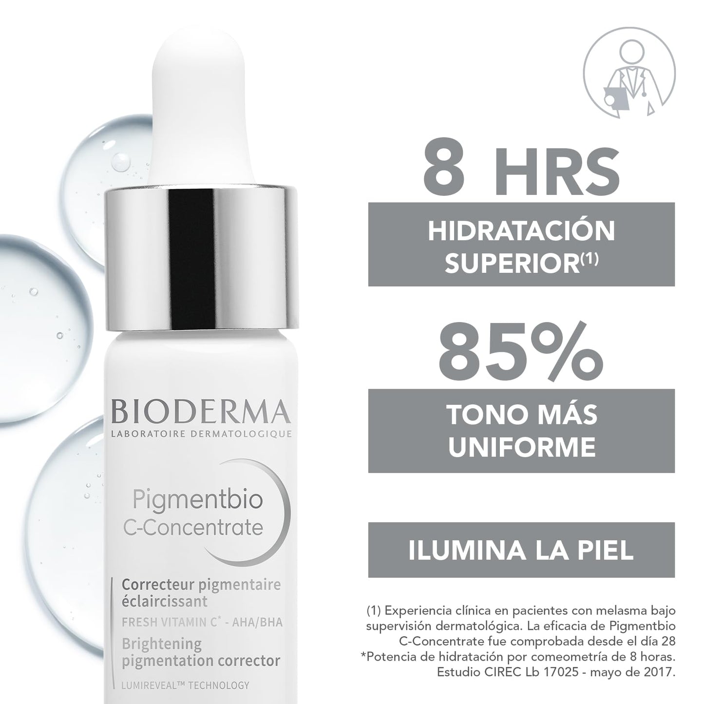 BIODERMA, Sérum Antimanchas, Pigmentbio C-Concentrate Sérum Con Vitamina C, Hidratante para Rutina de Noche, 15ML