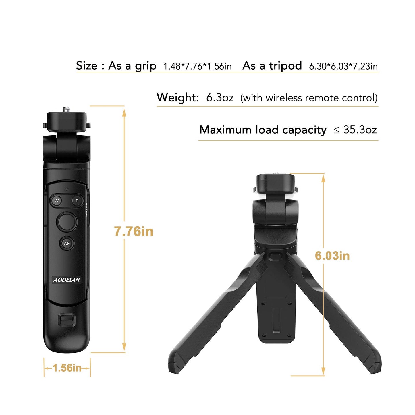 AODELAN - Agarre de disparo para cámara, mini trípode con obturador remoto inalámbrico BR-E1B para cámaras Canon EOS R3 R RP R5 R6 90D M50 SL2 PowerShot SX70 HS, reemplaza a Canon HG-100TBR