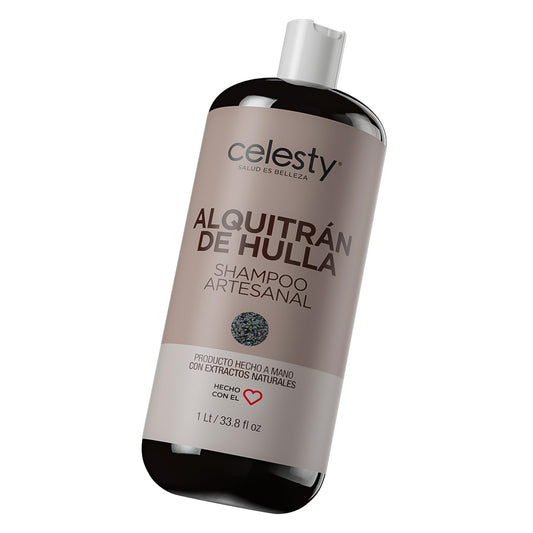 Celesty | Shampoo sin Sulfatos y Parabenos - Shampoo de Alquitrán | Alivio para Dermatitis Seborréica y Psoriasis - Ideal para el Cuidado del Cabello Limpio y Saludable | 1 Litro