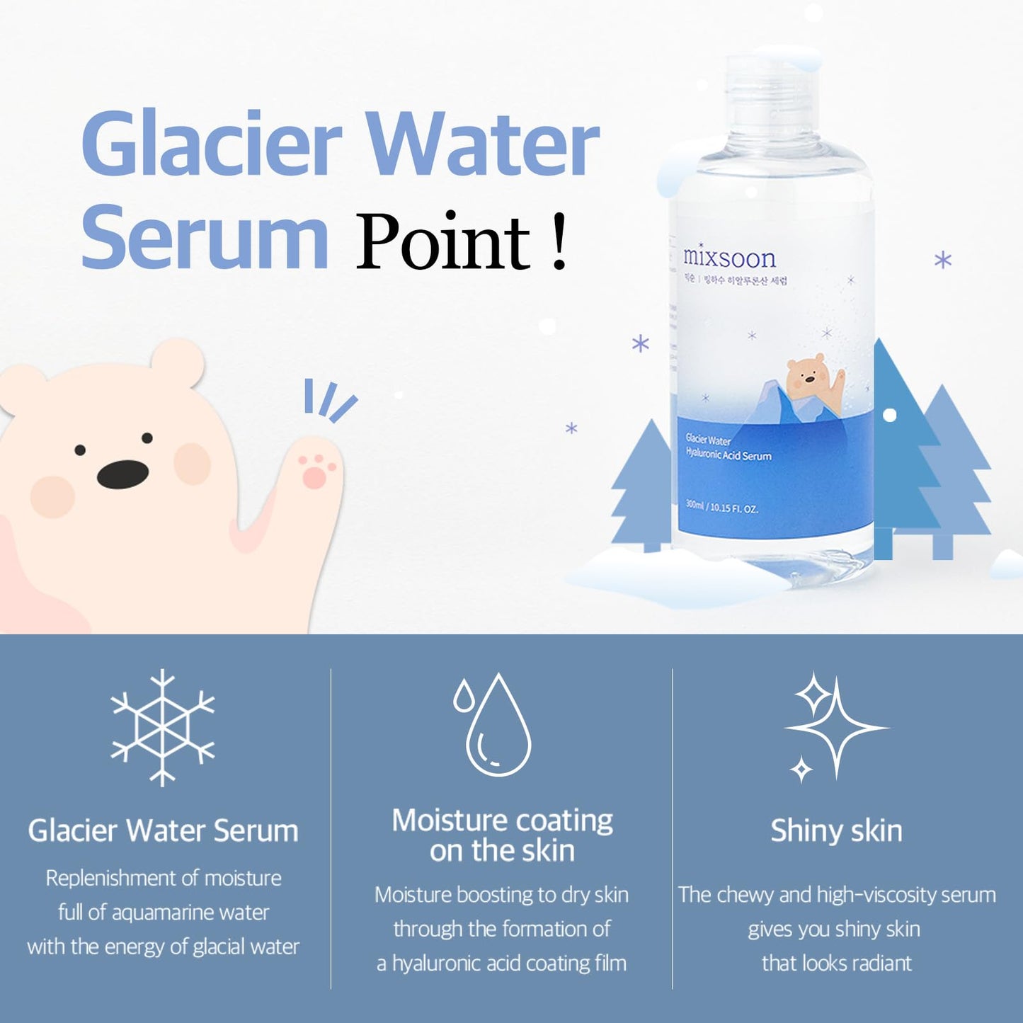 mixsoon Suero De Ácido Hialurónico Glacier Water - Reafirmante De Hidratación No Grasienta, Suero Facial Reafirmante Para Piel Radiante Y Hociada - Suero Coreano Para Piel De Vidrio -