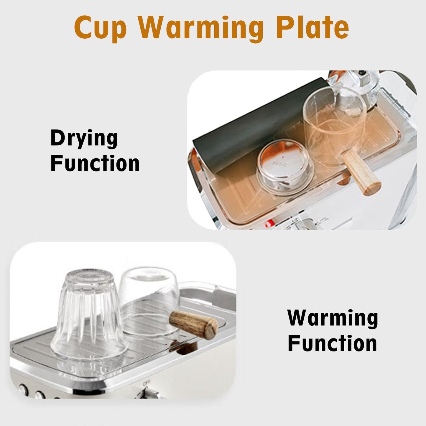 C CHENGVEY Máquina de café espresso de 20 barras, cafetera helada de acero inoxidable, cafetera profesional con espumador de leche, máquina de café compacta, regalo para papá o mamá (marfil beige)