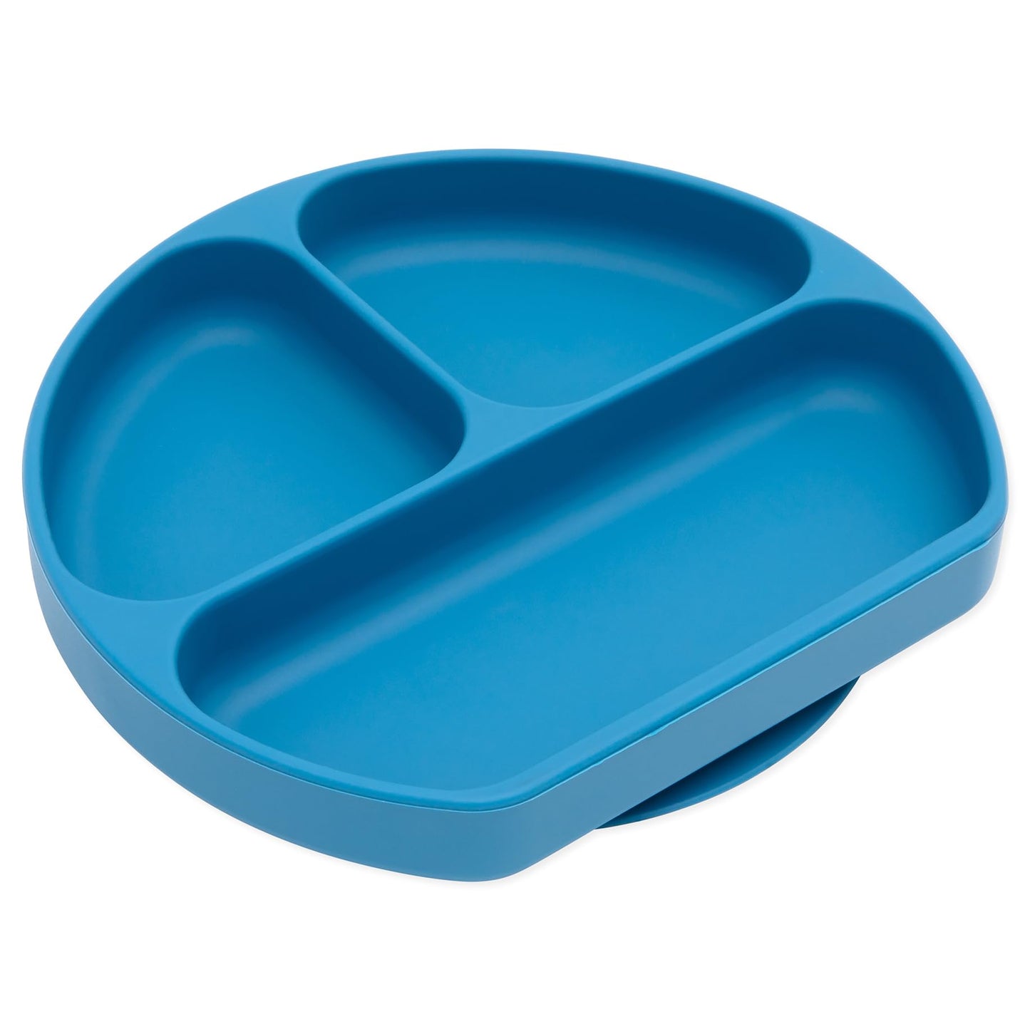 Bumkins - Plato de silicona de agarre para bebés y niños, plato de 3 secciones, apto para horno y microondas, sin BPA, lavable en lavavajillas, color D2 Dark Blue-GD