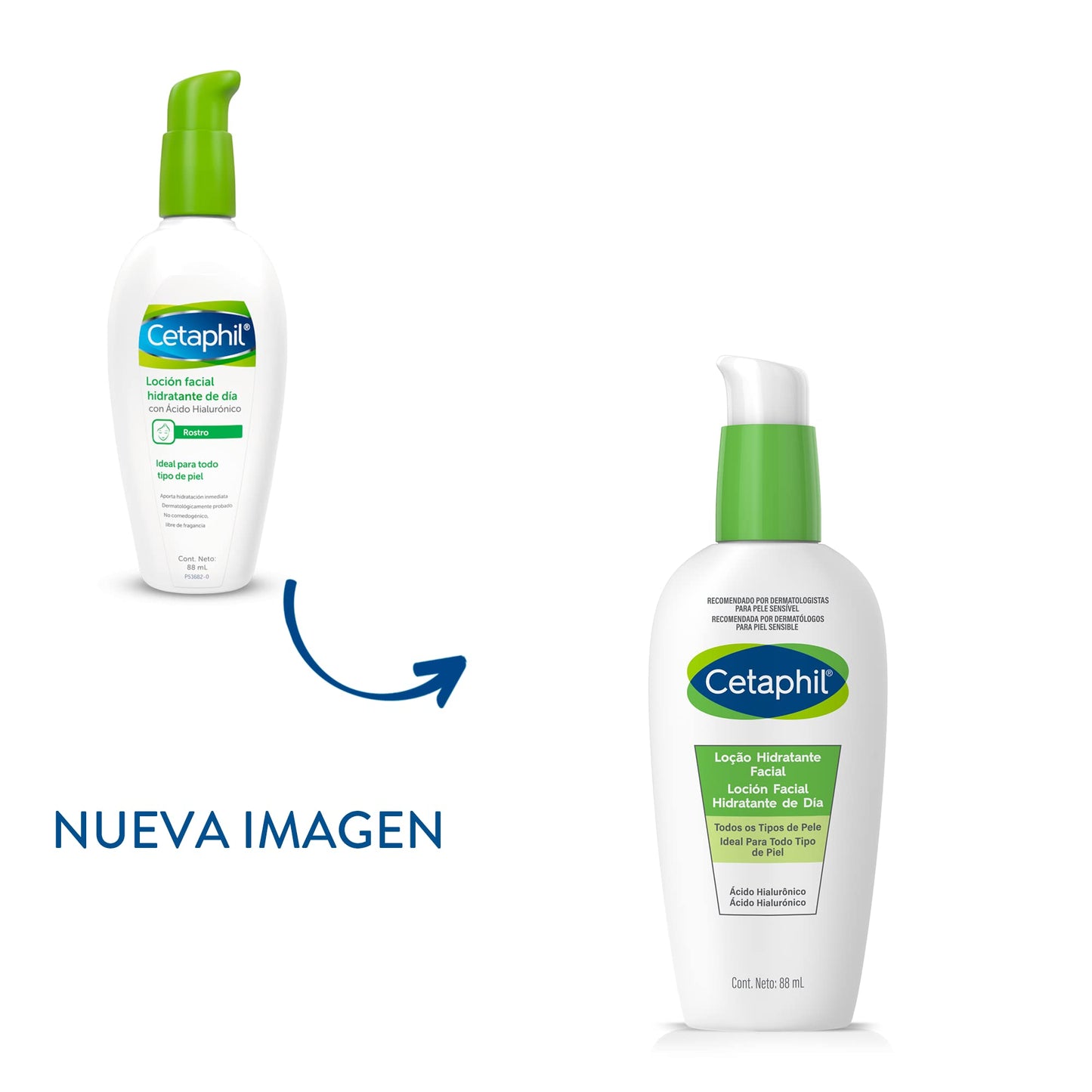 CETAPHIL Loción Facial Hidratante de Día con Ácido Hialurónico 1 pz 88 ml Hidrata con Ácido Hialurónico Recomendada por Dermatólogos para Piel Sensible