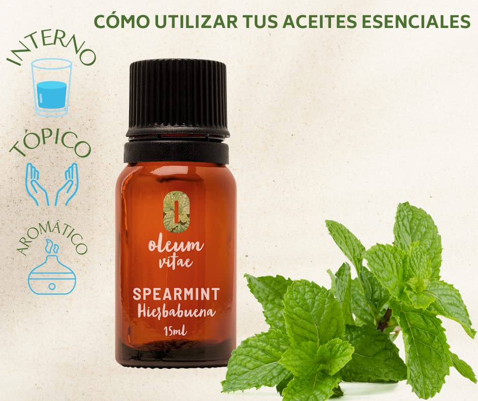 Aceite Esencial OLEUM VITAE Hierbabuena 100% Puro y Orgánico Certificado USDA 15 ml