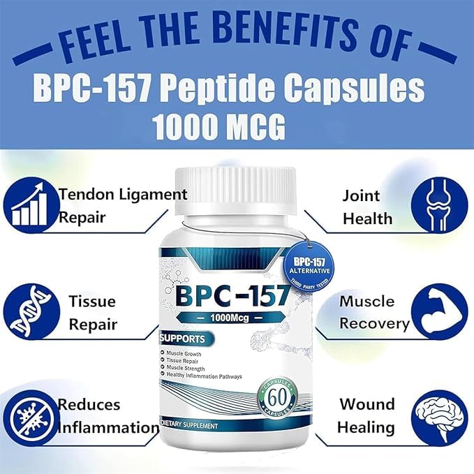 BPC-157 Peptide Capsules, New Protective Compound 157, 60 Capsules