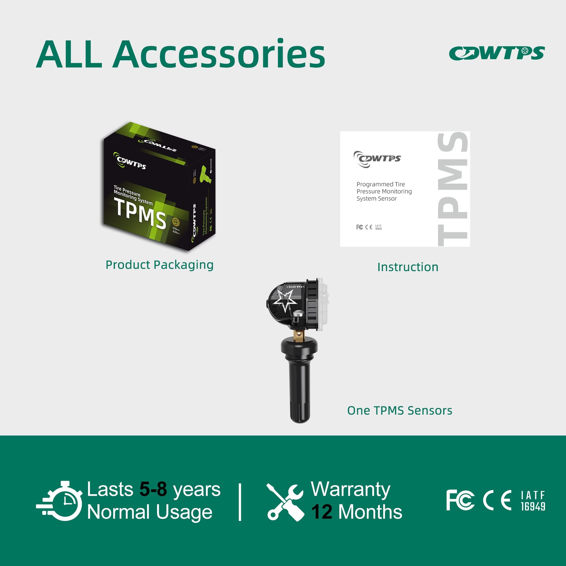 TPMS Sensor, 315MHZ 13598771 Sistema de monitor de presión de neumáticos para GM| GMC | Chevy | Buick | Cadillac Replace#13598772,13586335,13581558,20923680