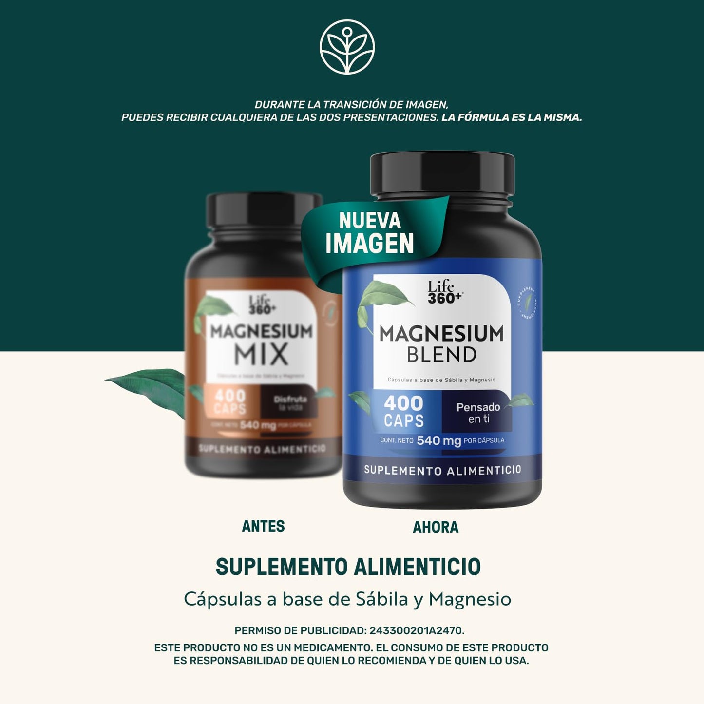 LIFE 360+ MAGNESIUM BLEND|Con 4 Magnesios: Oxido, Glicinato, Gluconato y Citrato de Magnesio | Cápsulas a base de colágeno hidrolizado, magnesio y vitaminas | Suplemento Alimenticio | 400 cápsulas