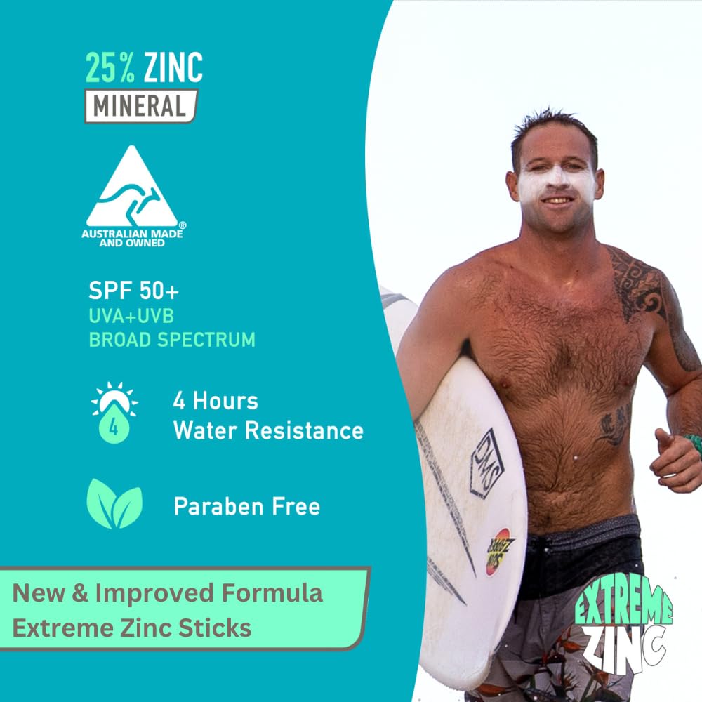 Sun Zapper Extreme Zinc Stick "Green Sea" SPF 50+ |Protector Solar Mineral en Stick Mineral a base de zinc color VERDE 15g |Alta protección solar UVA/UVB con color vibrante | Resistente al Agua | Fórmula Reef Safe | Hecho en Australia.