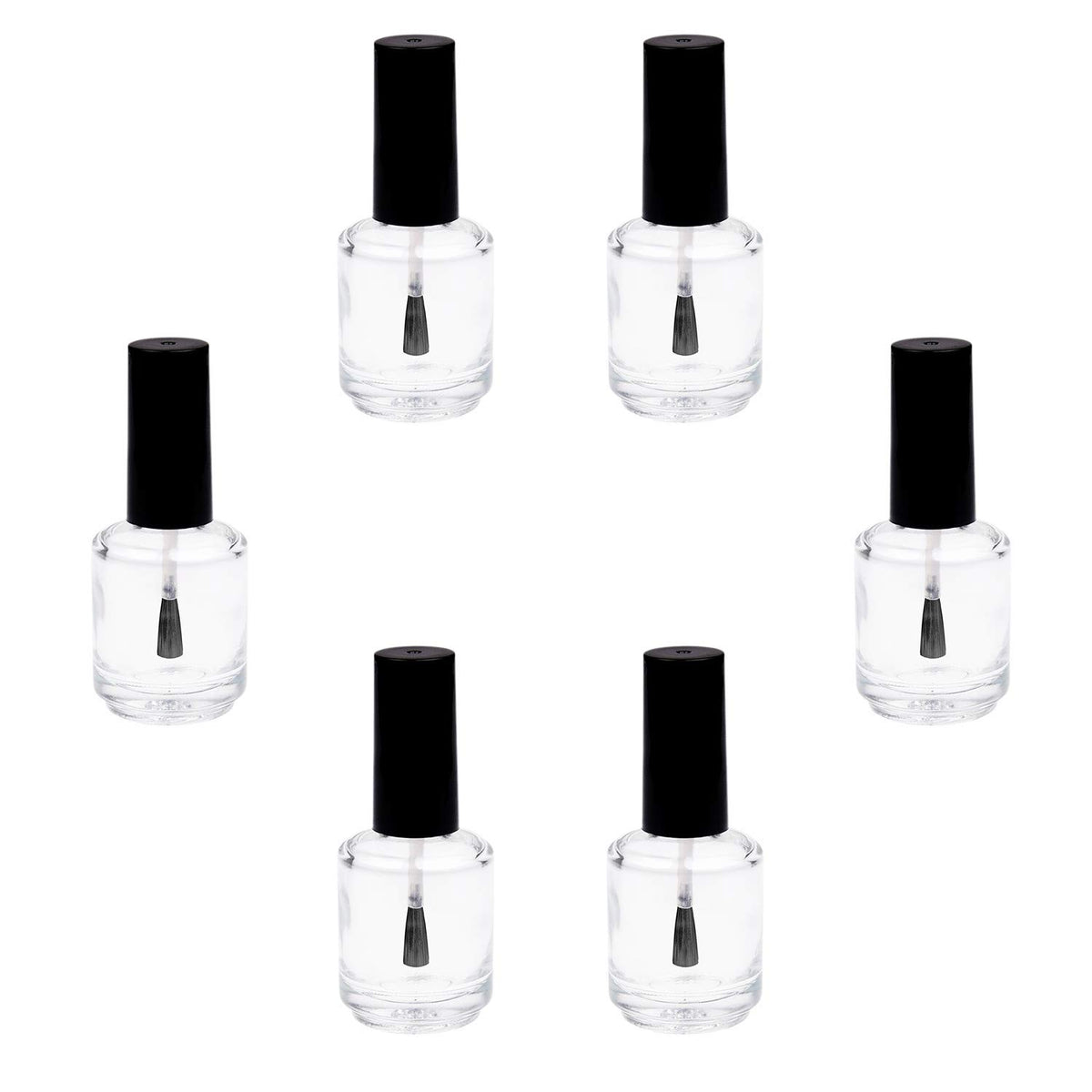 Botellas vacías de esmalte de uñas con cepillos Dupont – Juego de 6 – Cristal transparente – Incluye embudos (para un fácil relleno) y bolas de mezcla (para mejores resultados de mezcla) – Haz tu propio esmalte de uñas