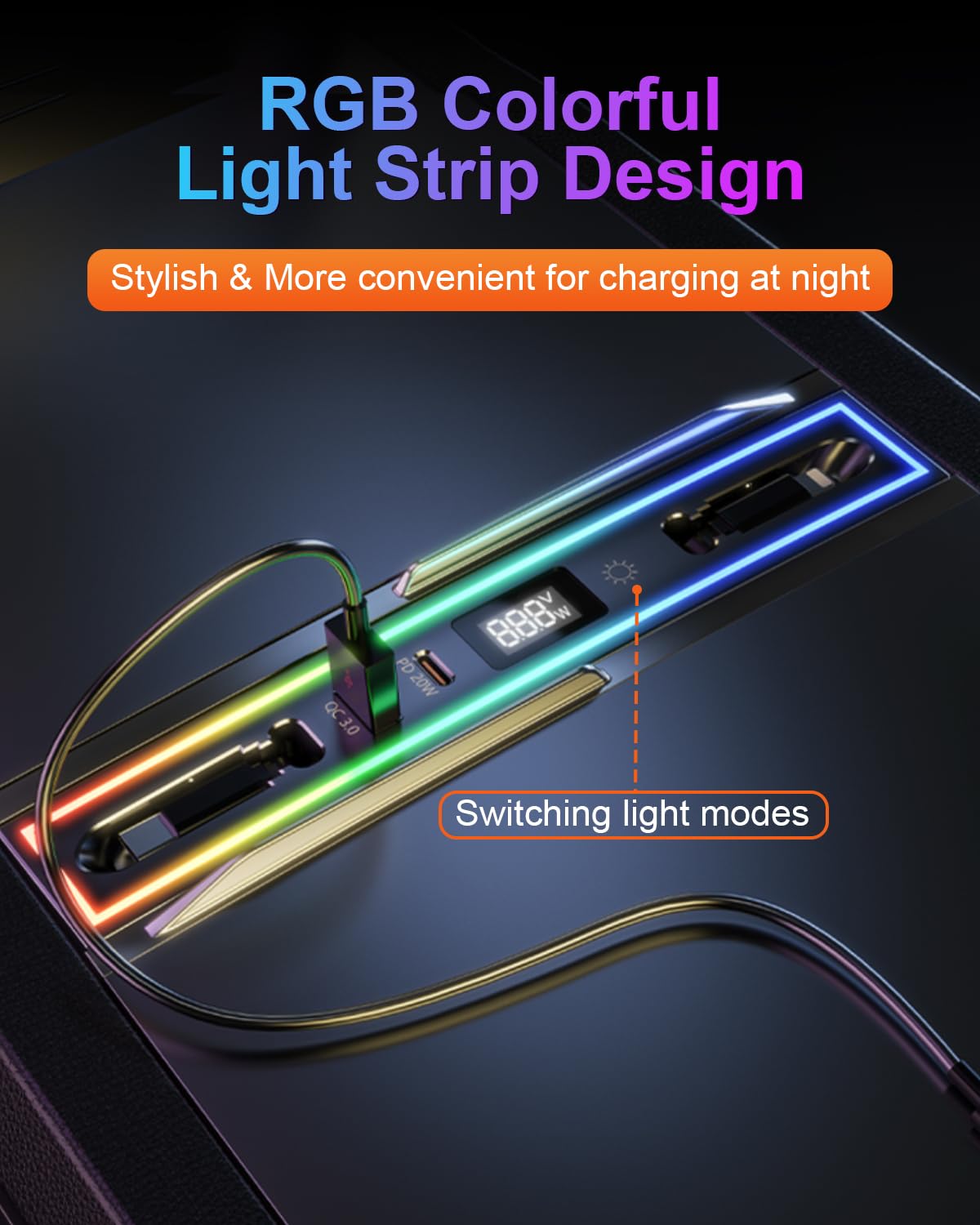 DICMKY Tesla Hub USB para modelo 3 Highland 2024-2025 y modelo Y Juniper 2026 con luz RGB, estación de acoplamiento de 4 puertos Tesla Regalos para hombres, Tesla Cargador de teléfono Tesla Hub de