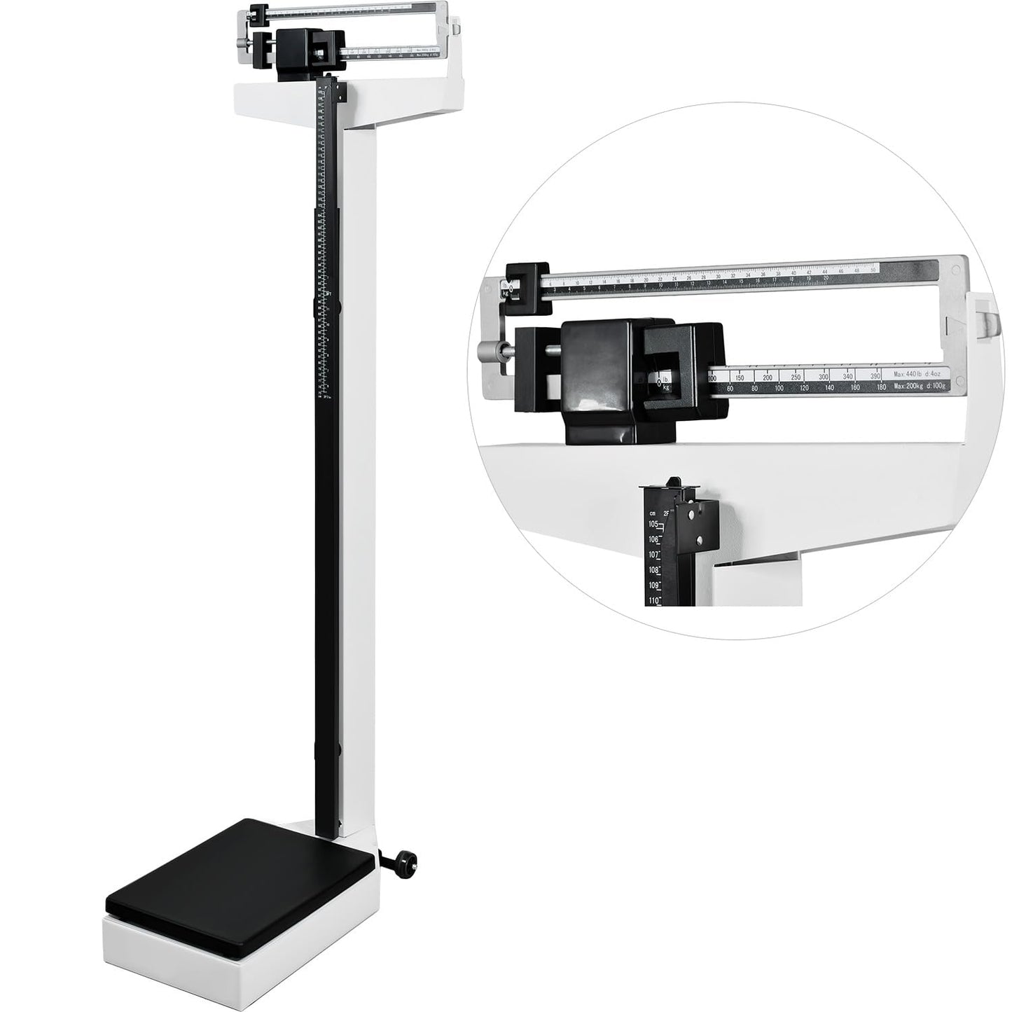 Báscula Mecánica Rack & Pack blanca con Estadímetro para Farmacias y Hospitales