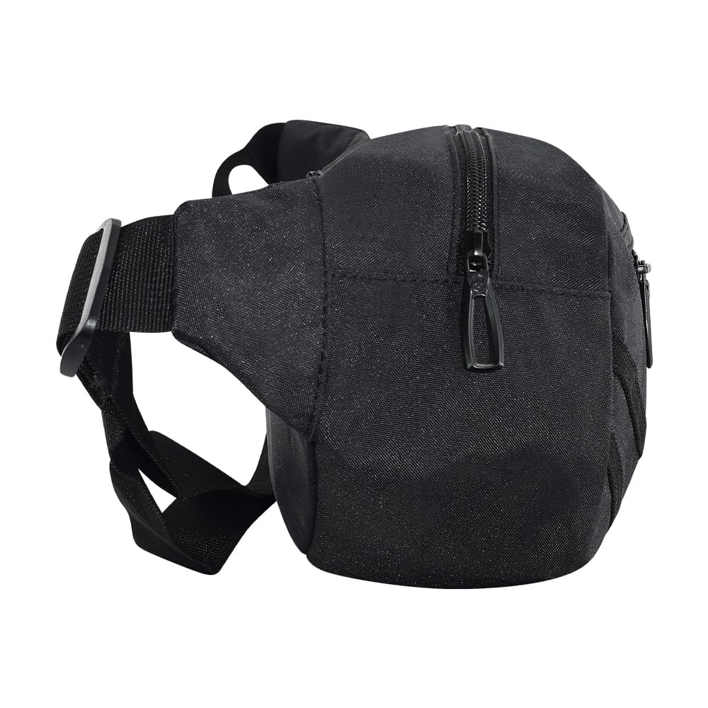 Cangurera Royal Swiss® Deportiva, Bolsa De Viaje con Cinta de Ajuste con Clip, Compartimiento Amplio, Riñoneras Deportivas de Hombres y Mujeres para Correr, Ciclismo y más. (Negro)