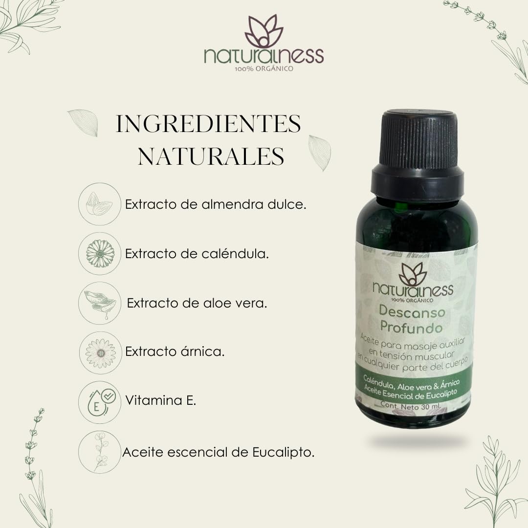 Aceite Relajante Naturalness Descanso Profundo 30ml a base de Extractos Herbales y Aceites Esenciales 100% Naturales