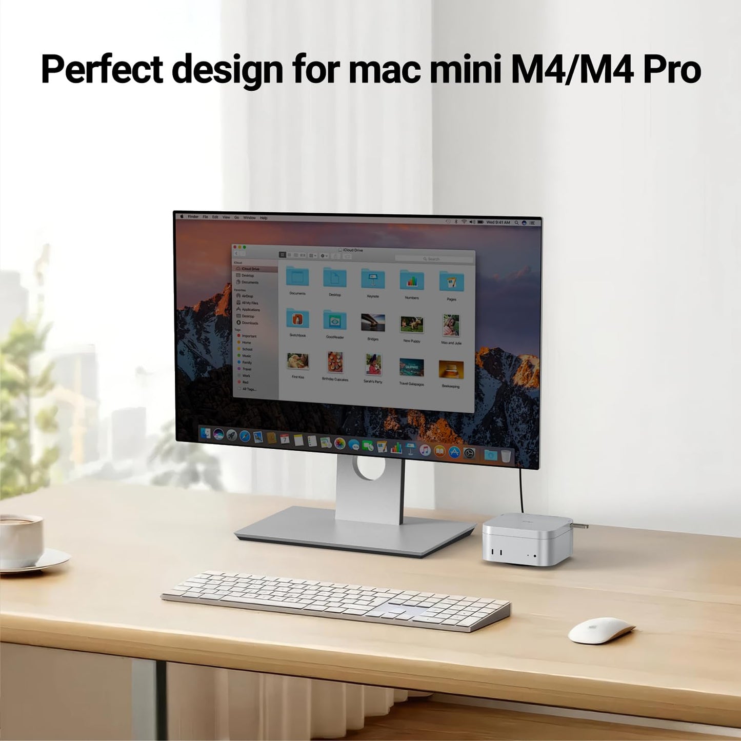 JESWO 6 en 1 Mac Mini M4 Hub para Mac Mini M4/Pro 2024 con HDMI 4K 60Hz, 3 Puertos USB 3.0, Lectores de Tarjetas Micro SD/SD