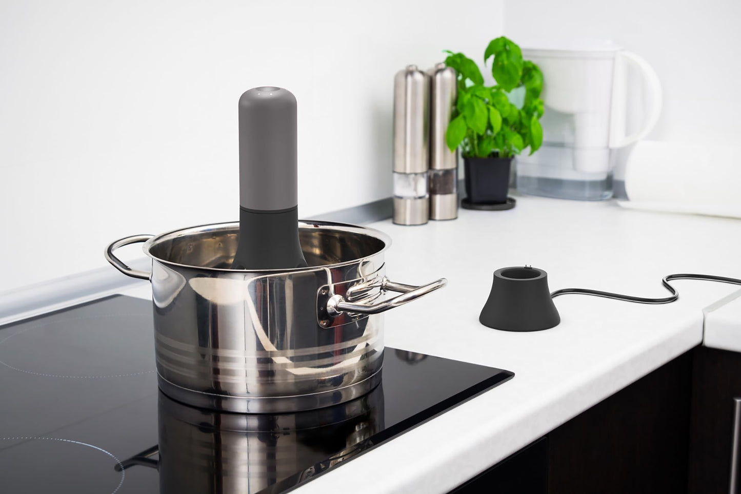 Agitador Automático Uutensil Gris con Temporizador y Soporte USB Recargable