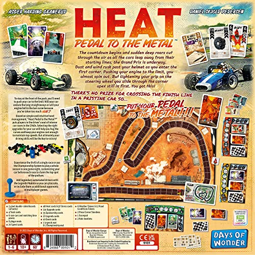 Days of Wonder Heat Pedal to The Metal Board Game | Strategy | Grand Prix Racing Game | Fun Family Game for Kids and Adults | Ages 10+ | 1-6 Players | Average Playtime 60 Minutes | Made by