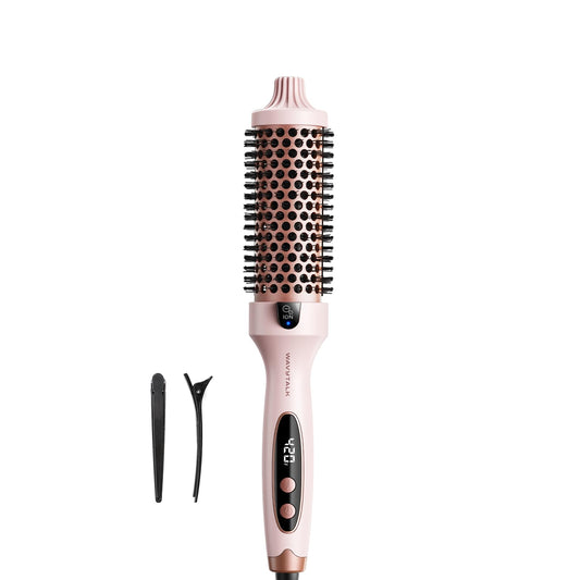 Wavytalk - Cepillo térmico de 1.5 pulgadas para un aspecto de soplado, doble voltaje, rosa, Sakura, cerámica de turmalina, tecnología de iones negativos, 5 ajustes de temperatura, menos daño