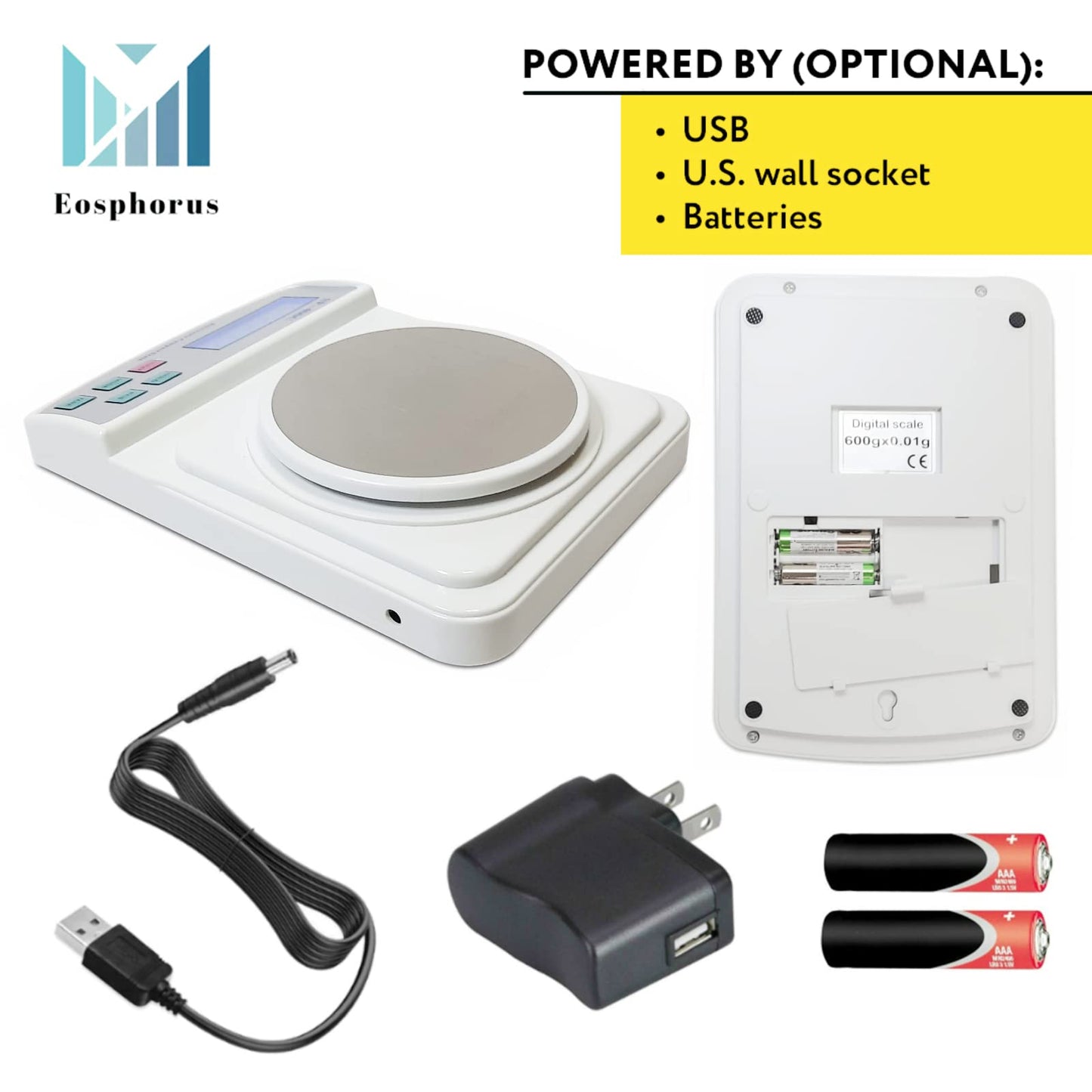 Eosphorus Báscula Electrónica Portátil Ciencia Báscula de Pesaje Balanza Digital Laboratorio Química Báscula Analítica Precisión 0,01 g - Onzas y Gramos