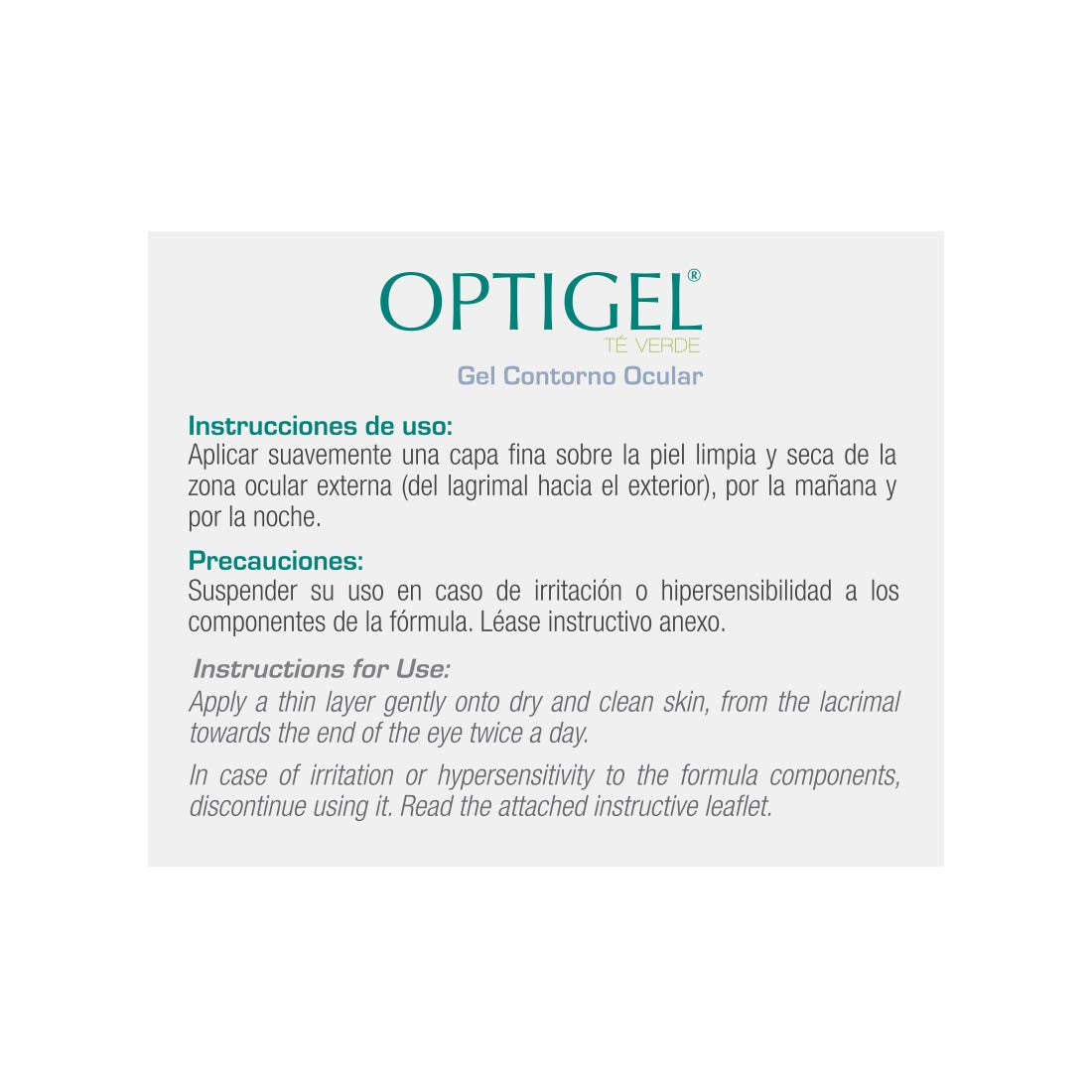 OPTIGEL Contorno de Ojos I Gel Reafirmante 15 g | Tratamiento Antiarrugas Ayuda a disminuir Bolsas, Ojeras, Líneas de Expresión I Aumenta la Elasticidad I Componentes Antiinflamatorios y Calmantes