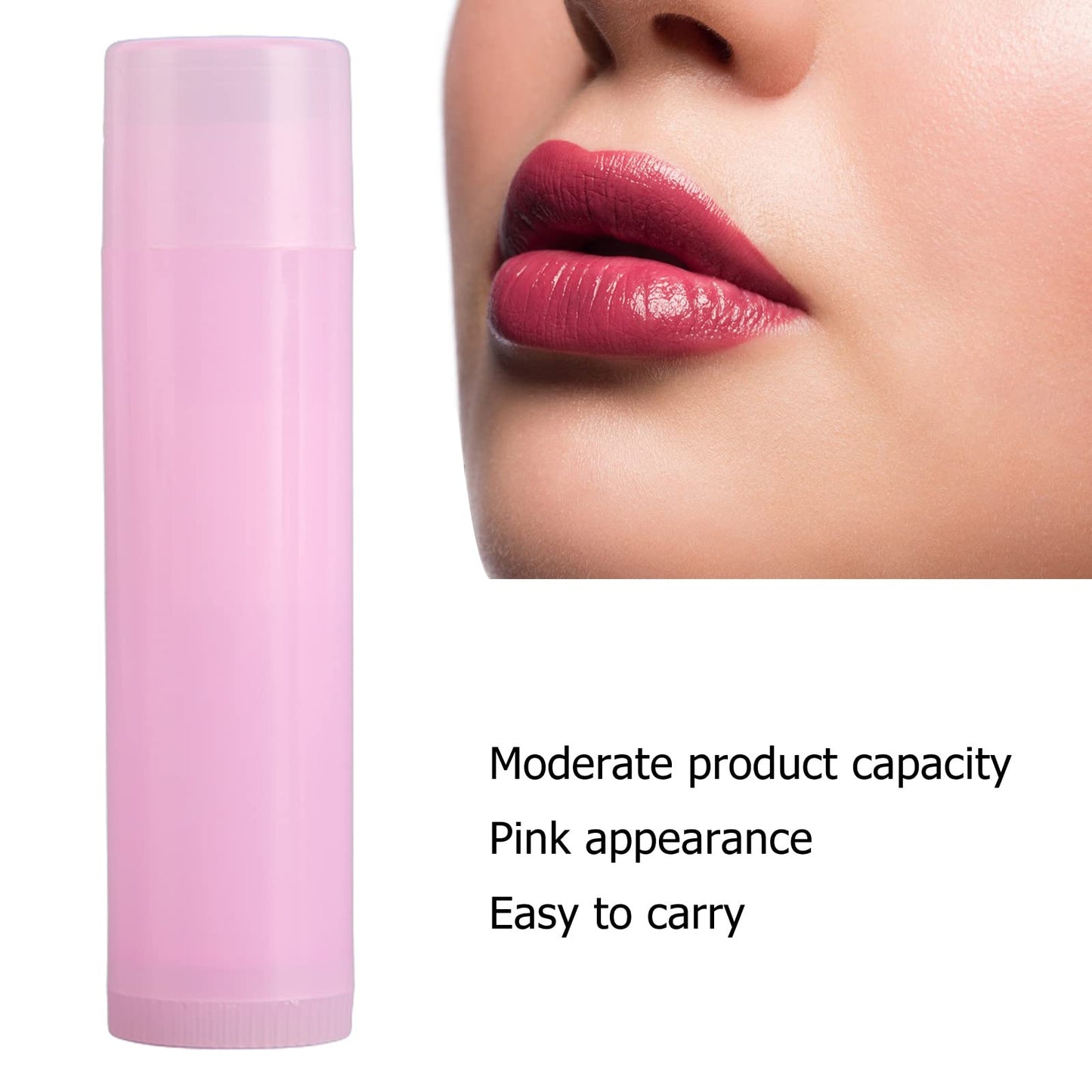 Tubos De Bálsamo Labial Vacíos, 5ml 20 Plástico Tubos De Lápiz Labial Para Bricolaje Tubo De Contenedor De Bálsamo Labial con Tapa Hermética (Color Rosa)