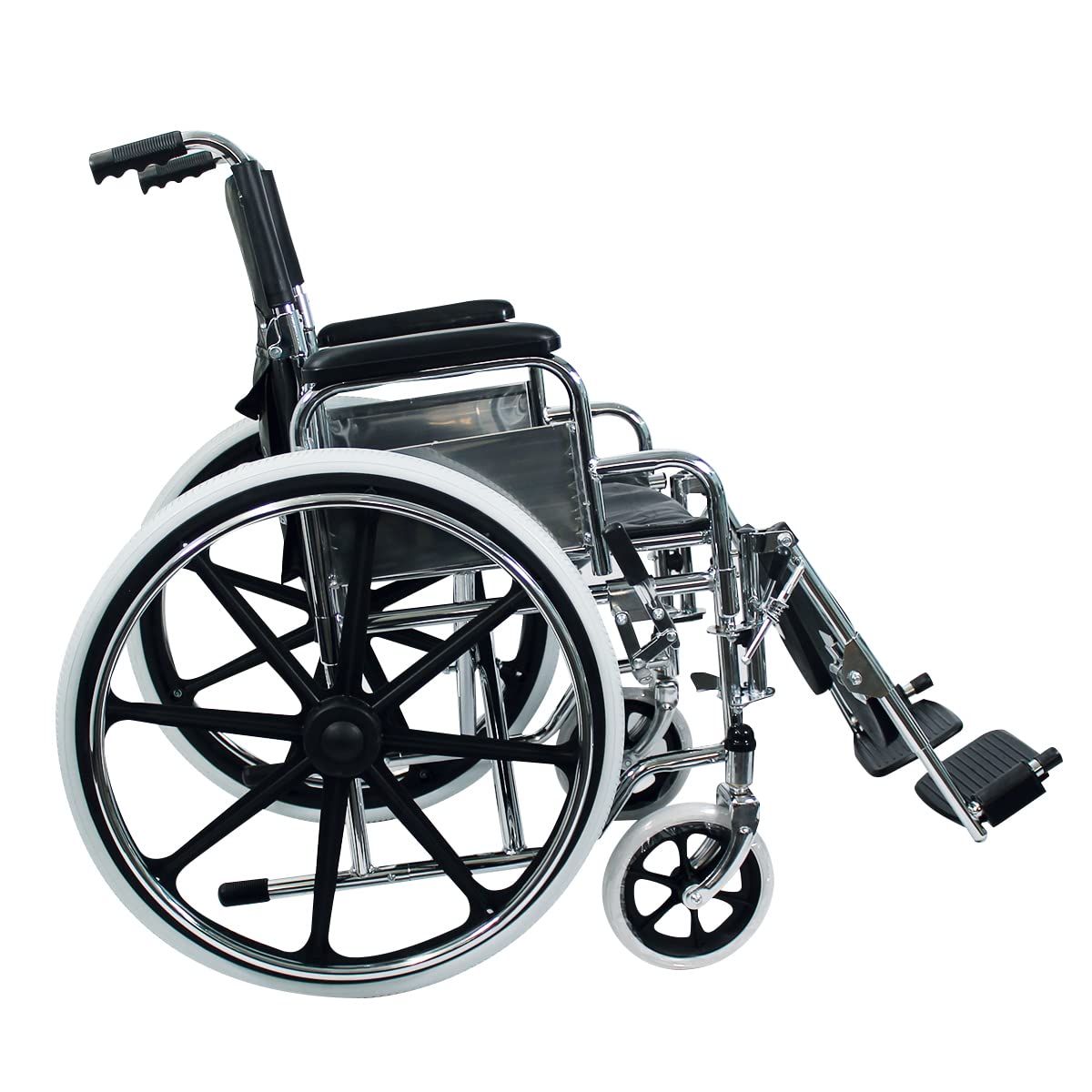Silla de Ruedas Handy by Hergom Suprema Cromada con Eleva Piernas para Mujer y Hombre