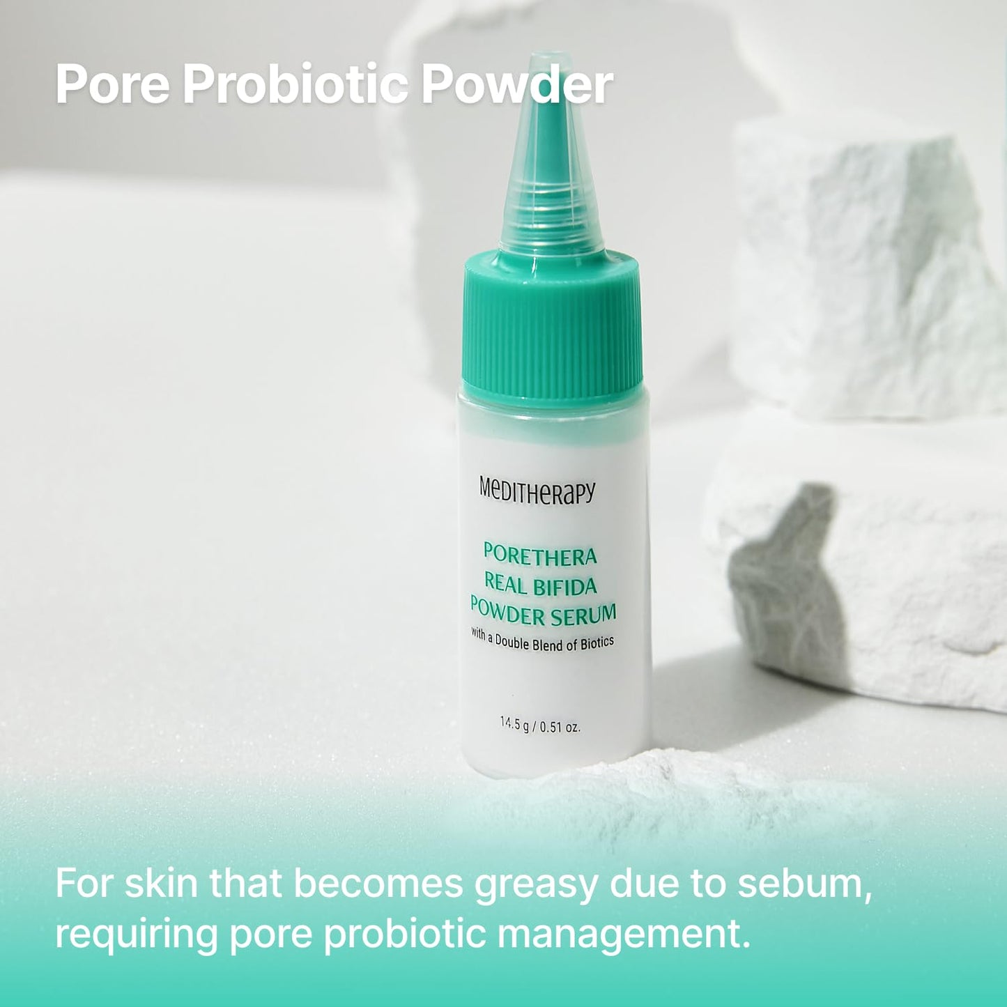 MEDITHERAPY Suero En Polvo De Bífida Real Porethera - Suero Facial Coreano Para Estiramiento De Poros - Minimizador De Poros Para La Cara Con Polvo Probiótico Para El Equilibrio De La Piel - Mejora La