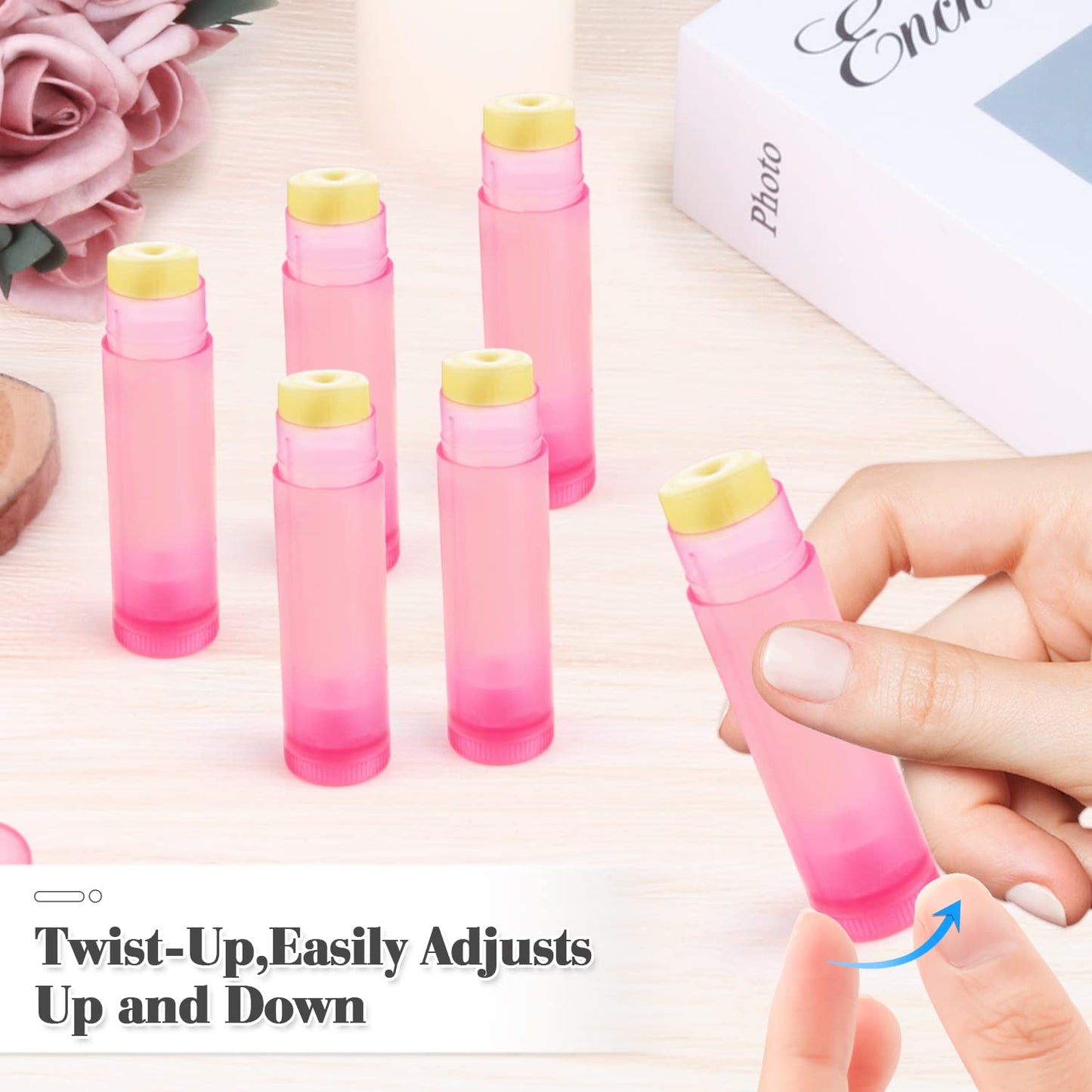 DMuuuDM 50 Tubos De Bálsamo Labial Giratorios De 5,5 G, Envases De Plástico Vacíos Para Bálsamo Labial, Bálsamo Labial Giratorio, Envases De Desodorante Para Hacer Lápices Labiales Caseros, Bálsamos L