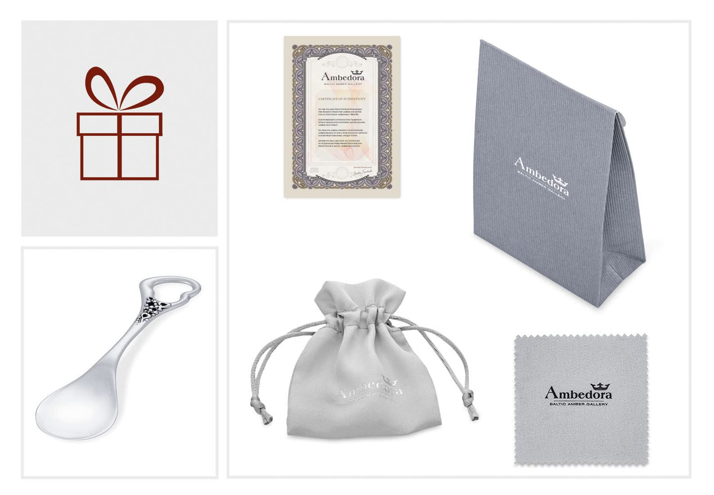 AMBEDORA Pequeña Cuchara de Plata con Grabado, Plata 925 Pulida, Idea de Regalo para Cumpleaños, Aniversario de Boda o Bautizo