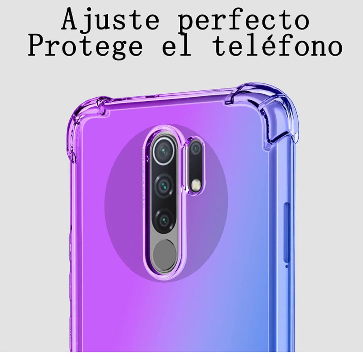 DABUNA Funda para Xiaomi Redmi 9 Case Uso Rudo,Transparente Colores Degradados Protectora de Cámara Anticaída Carcasa Bumper(Púrpura Azul)