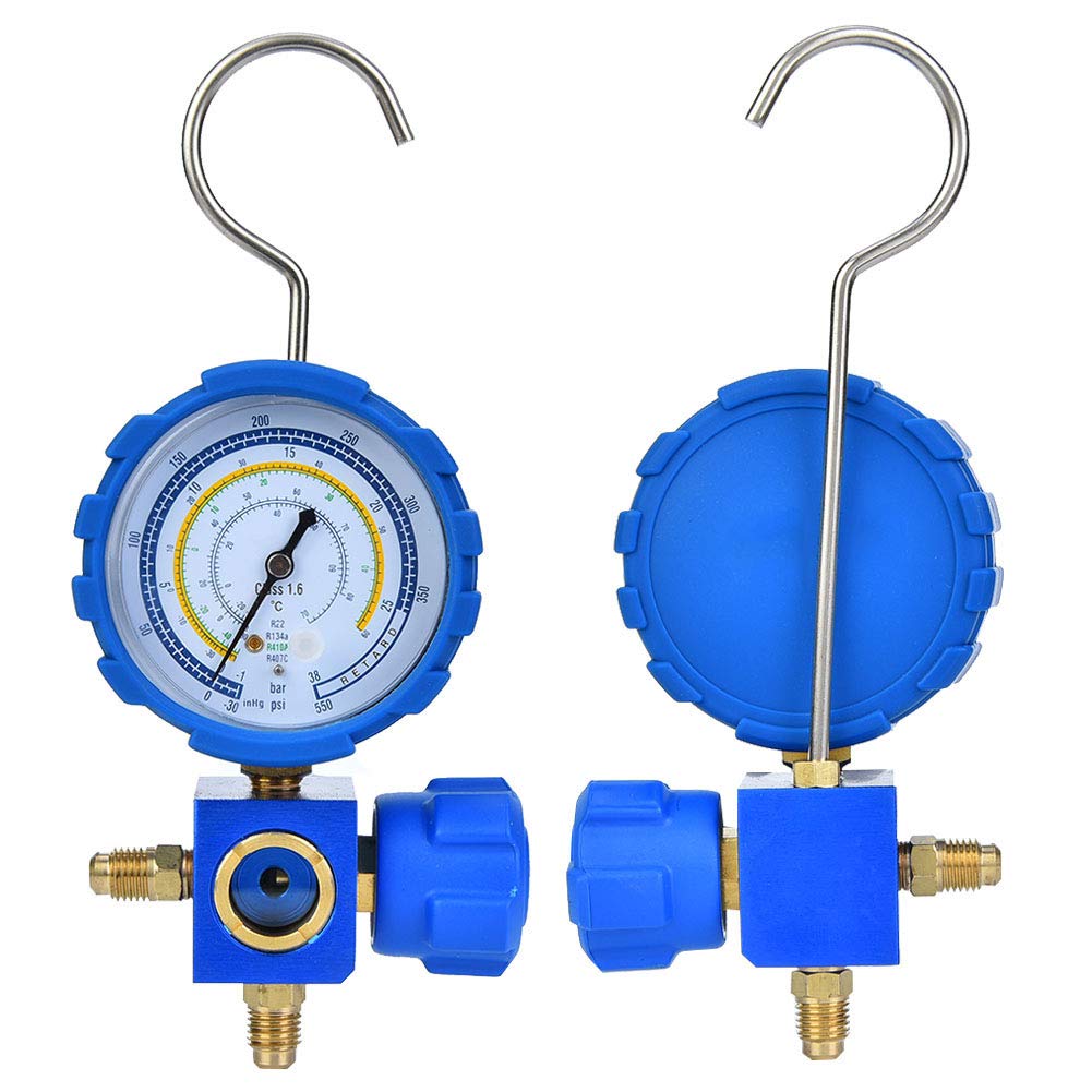 Manómetro de aire Acondicionado para R22 / R410A / R134A / R407C Herramienta de Refrigeración de Aire Acondicionado de Baja Presión con mirilla G1 / 4