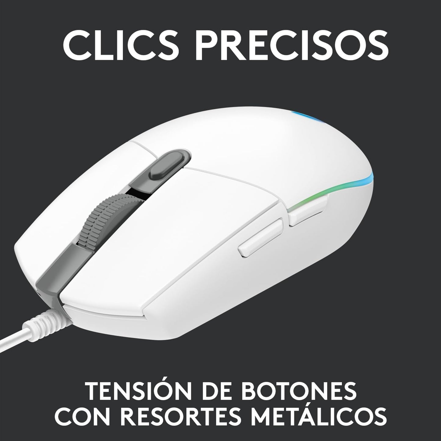Logitech G203 LIGHTSYNC Mouse Gaming con Iluminación RGB Personalizable, 6 Botones Programables Seguimiento de hasta 8,000 DPI, Ultra-ligero - Blanco