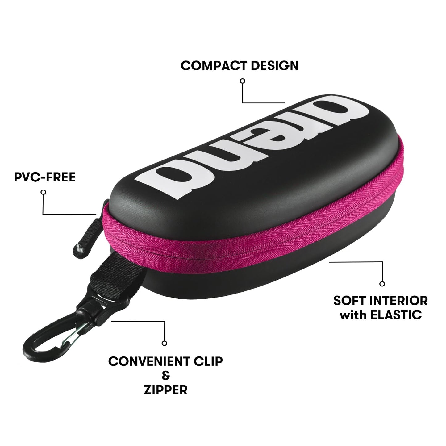 Arena Goggles Natación Goggle Case única, Negro/ Rosa