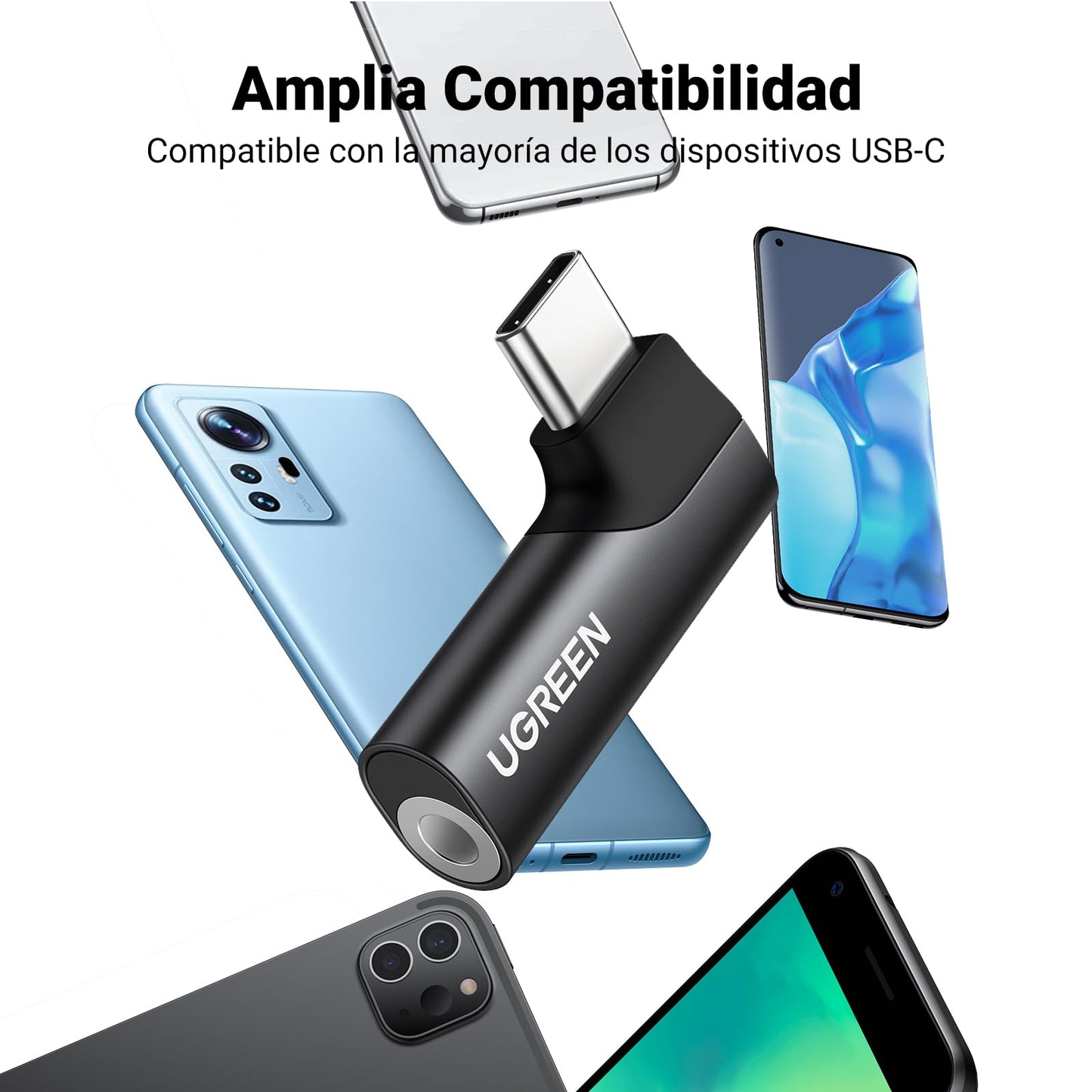 Adaptador USB C a Jack 3.5mm UGREEN Negro con DAC Chip para Auriculares