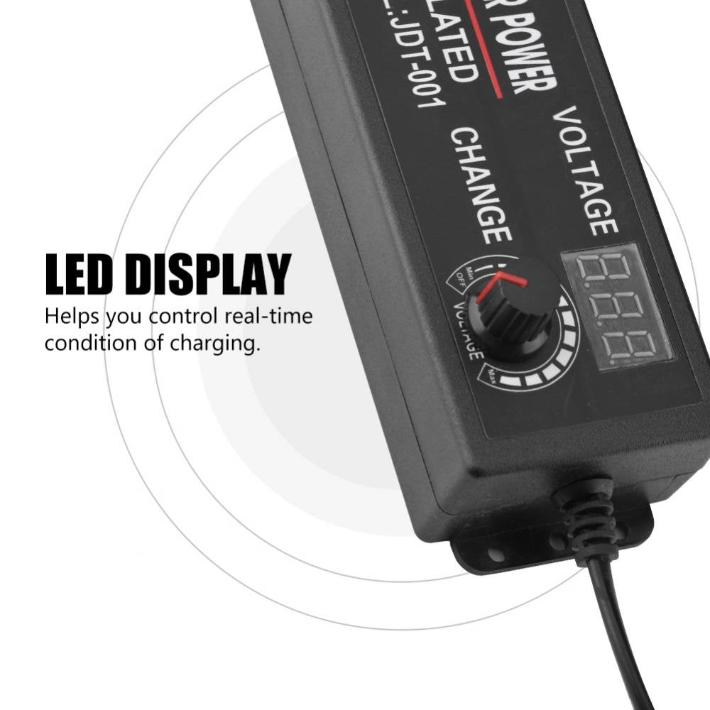 Adaptador de Corriente AC/DC Anti-interferencia con Pantalla LED Ajustable 9-24V / 3-12V / 4-24V