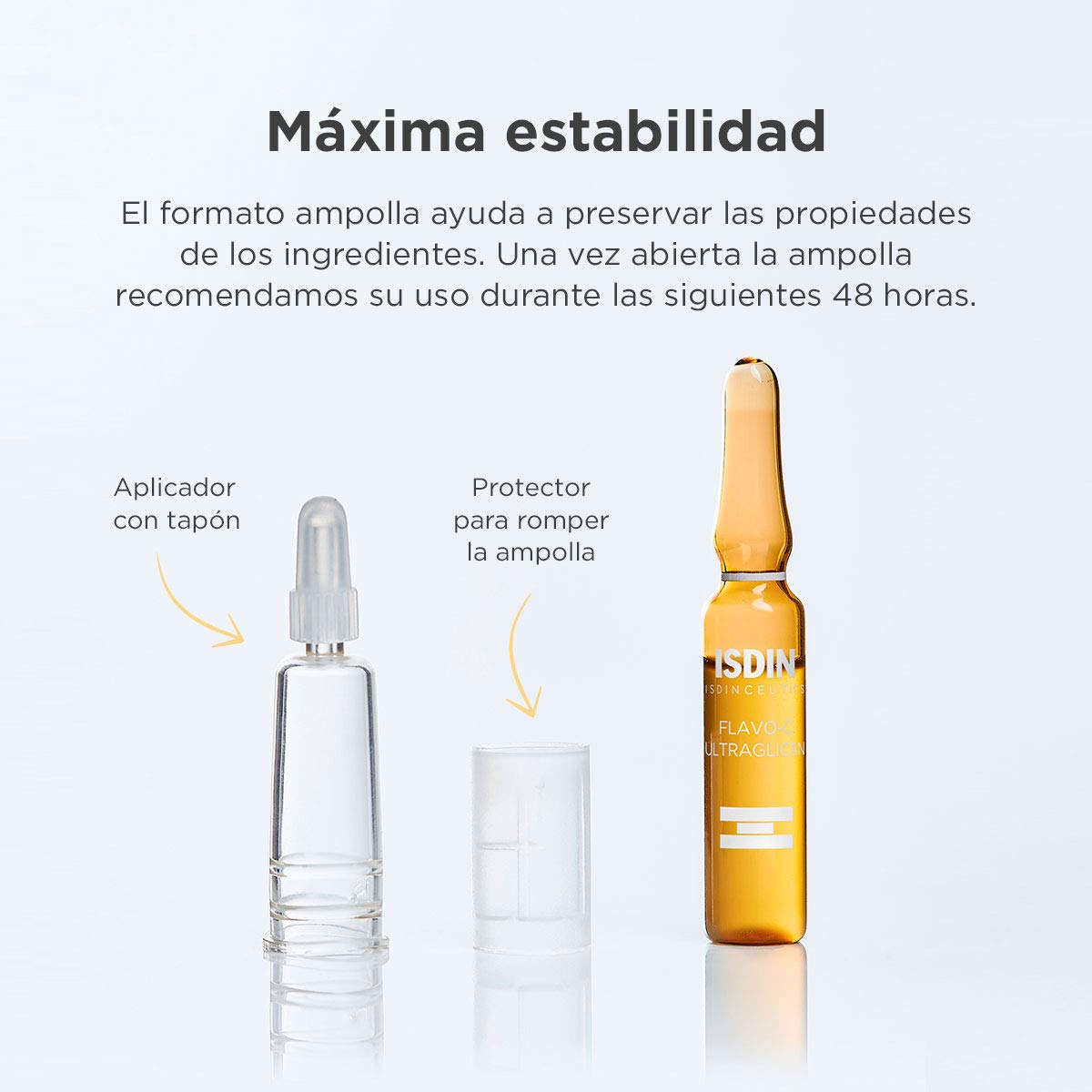 ISDIN Isdinceutics flavo-c ultraglican, serum facial antioxidante e hidratante con vitamina c y ultraglicanos, 10 ampolletas