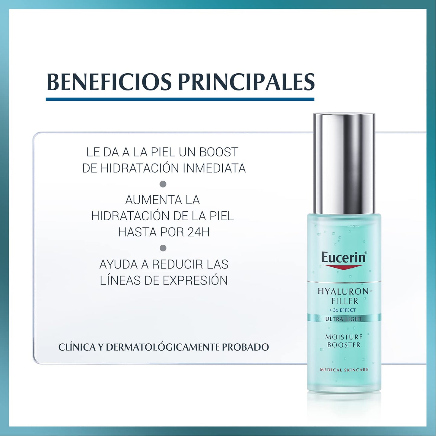Eucerin Gel hidratante ácido hialurónico Hyaluron Filler Moisture Booster,30ml + Gel Limpiador Facial DermatoClean para piel normal a mixta, 200ml, empaque puede variar