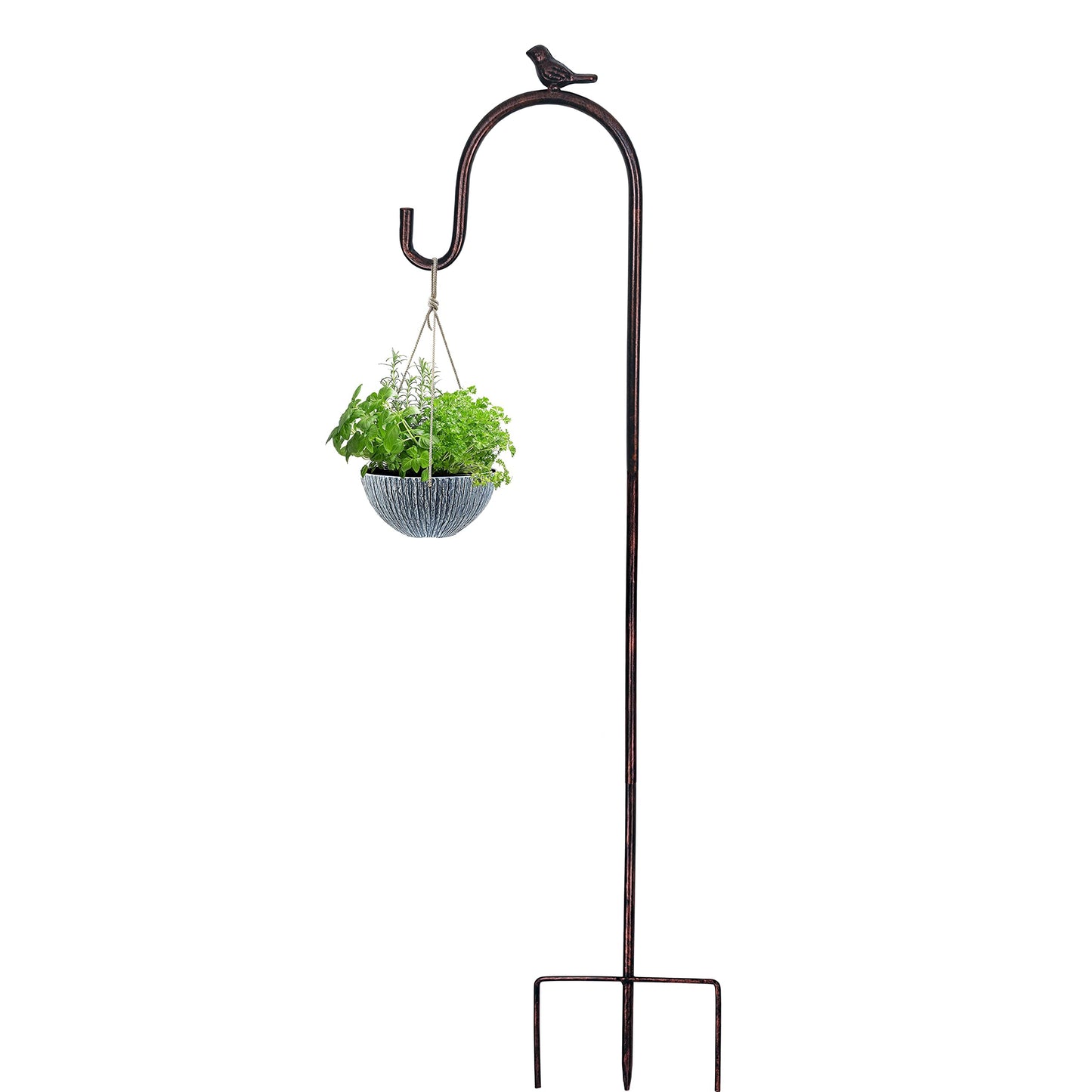 COOZZYHOUR - Ganchos de pastor de 39 pulgadas para exteriores, juego de 2 ganchos de metal para colgar luces solares, comederos de pájaros, cesta de flores, luces de Navidad, linternas, estacas de