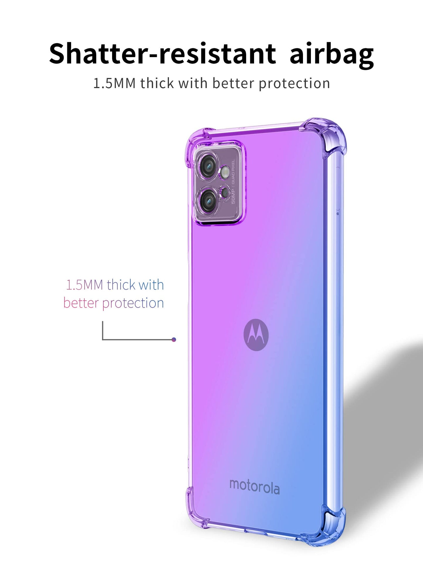 DABUNA Funda para Moto G32 Case Uso Rudo,Transparente Colores Degradados Protectora de Cámara Anticaída Carcasa Bumper(Púrpura Azul)