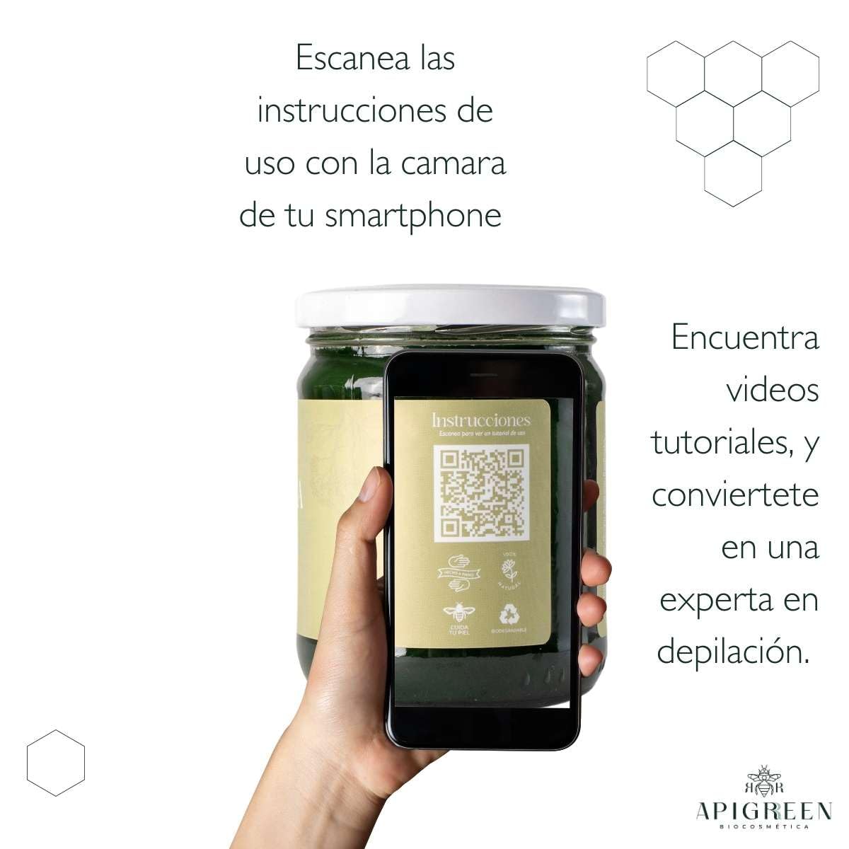 APIGREEN - CERA ESPAÑOLA DEPILATORIA (400GRS) + APLICADORES, PIEL SENSIBLE - BIKINI, ROSTRO, PIERNAS, BARBA | DEPILA SIN DOLOR | EFICAZ EN TODO TIPO DE VELLO (Clorofila)