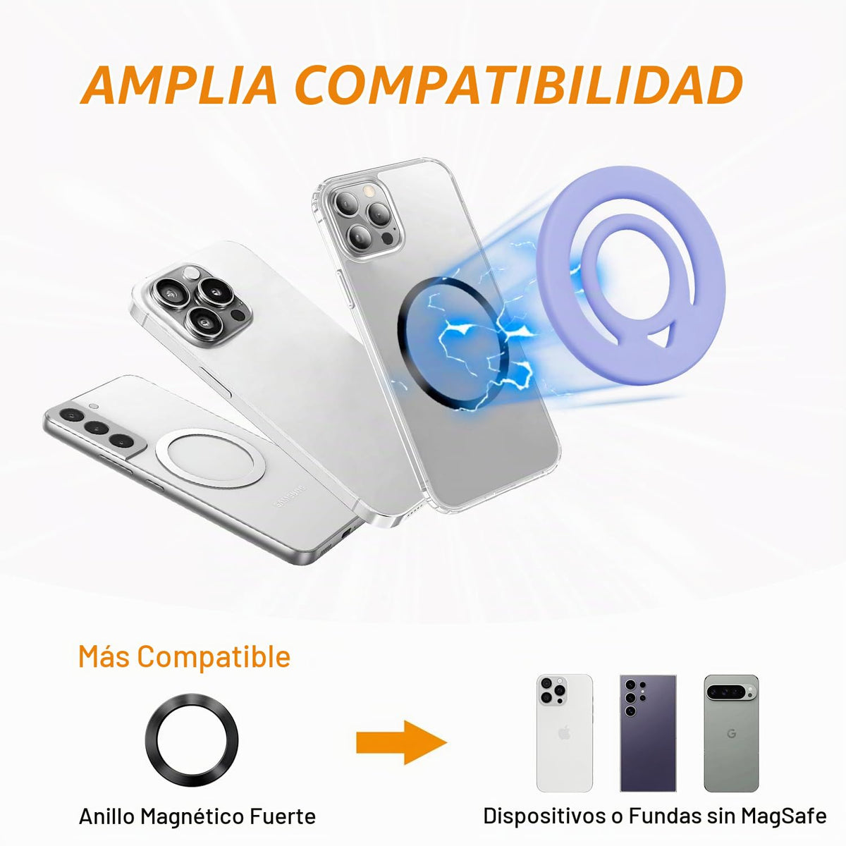 Agarre Magnético Ultradelgado Vitomas Ultramarino con Anillo Doble para iPhone