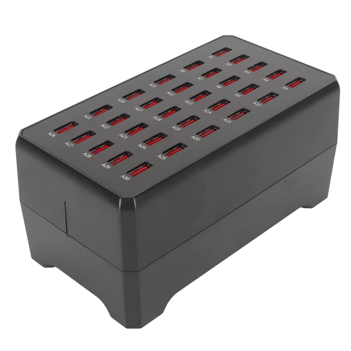 GLOGLOW Cargador USB Multipuerto, Salida de 1A a 2.4A Estación de Carga USB de 30 Puertos Reconocimiento de Carga Inteligente Ventilador Silencioso para Reuniones Familiares (Enchufe de