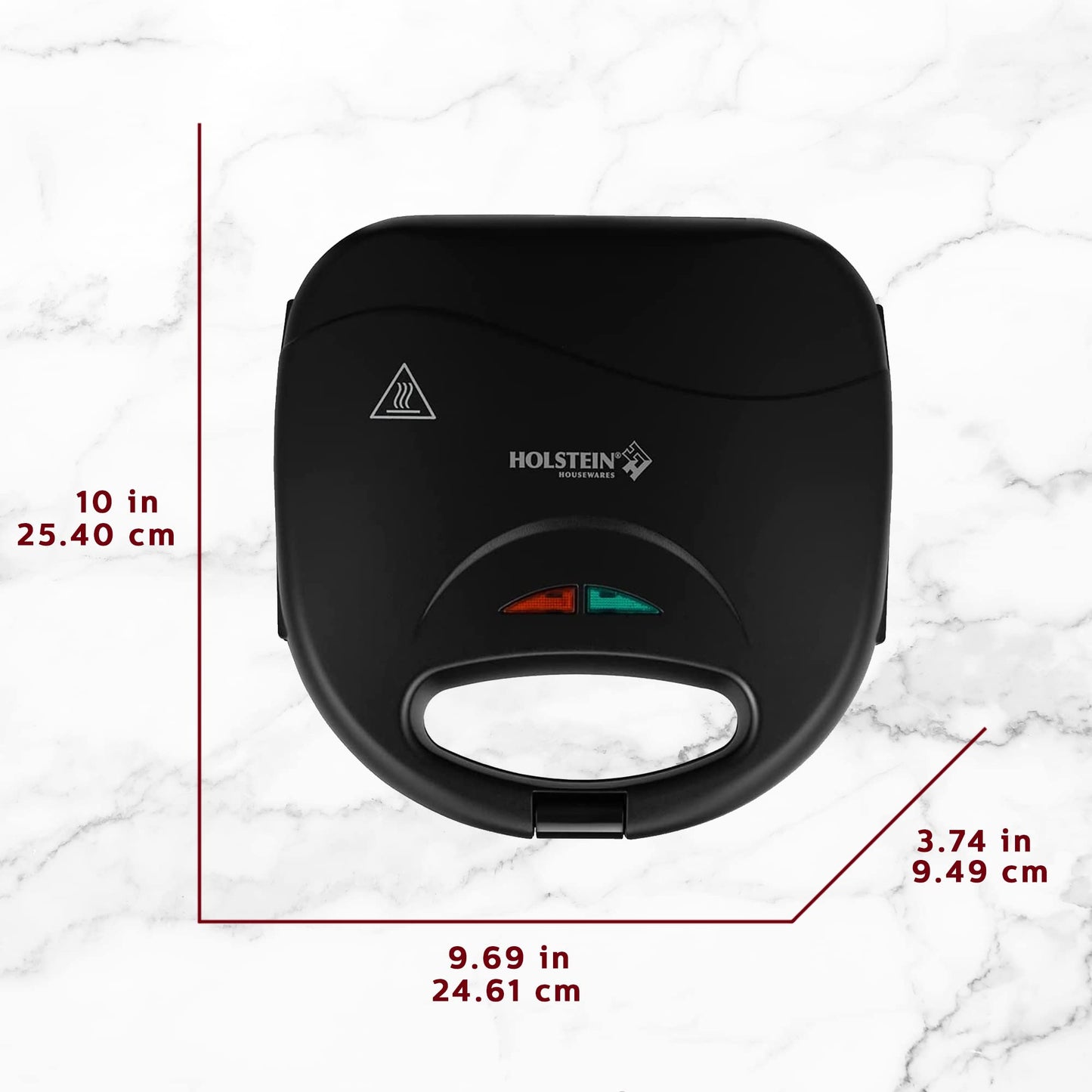 Holstein Housewares - Sandwichera antiadherente de 2 secciones, color negro, conveniente y fácil de usar. Ideal para desayuno, almuerzo, botanas y cena, sándwiches, 750W