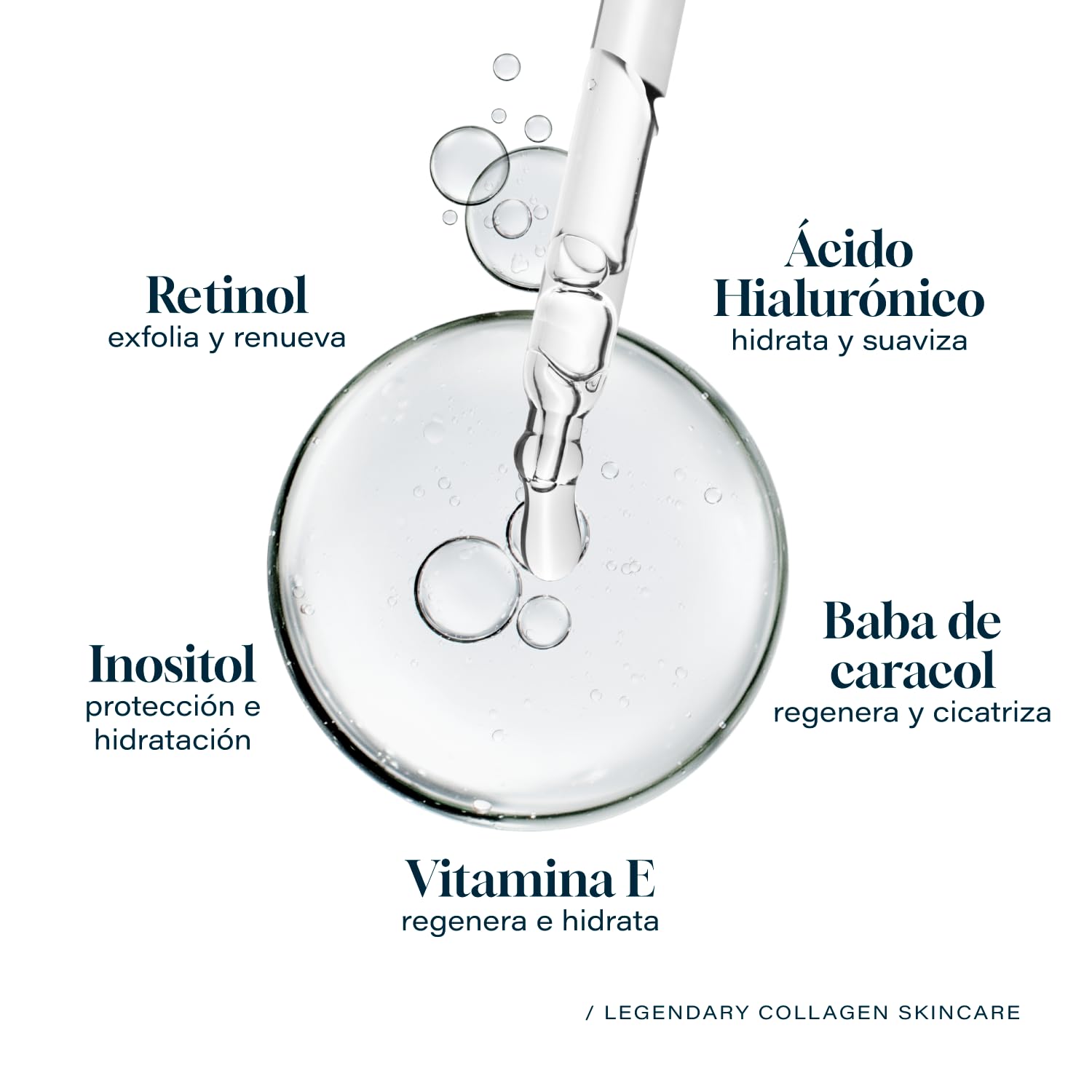 Collagenic | Serum Antiarrugas y Antiedad 6 en 1| Retinol y Colágeno Hidrolizado 50 ml | Serum Facial facial| Adicional con Baba de Caracol, Inositol, Vitamina E y Acido Hialurónico