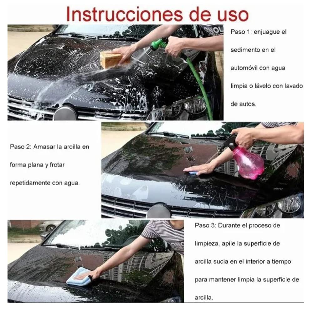 Barra Arcilla Magia Coche Azul Descontaminante para Limpieza de Detalles y Vidrios