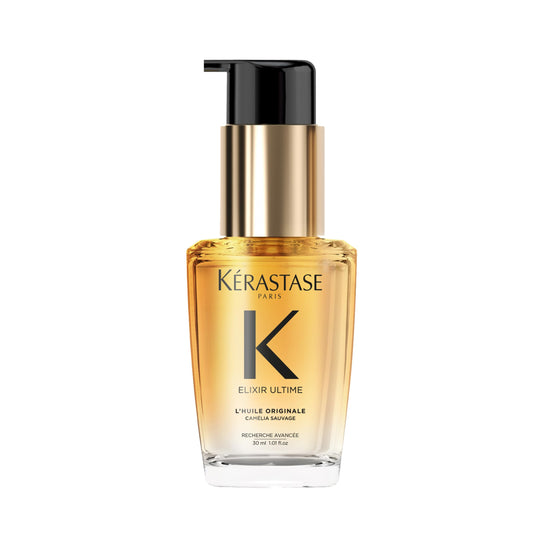 KÉRASTASE Elixir Ultime L’Huile en Tamaño de Viaje | Aceite Capilar Hidratante para Suavizar, Eliminar el Frizz y Añadir Brillo | Con Camelia Francesa y Aceites Nutritivos | 30ml