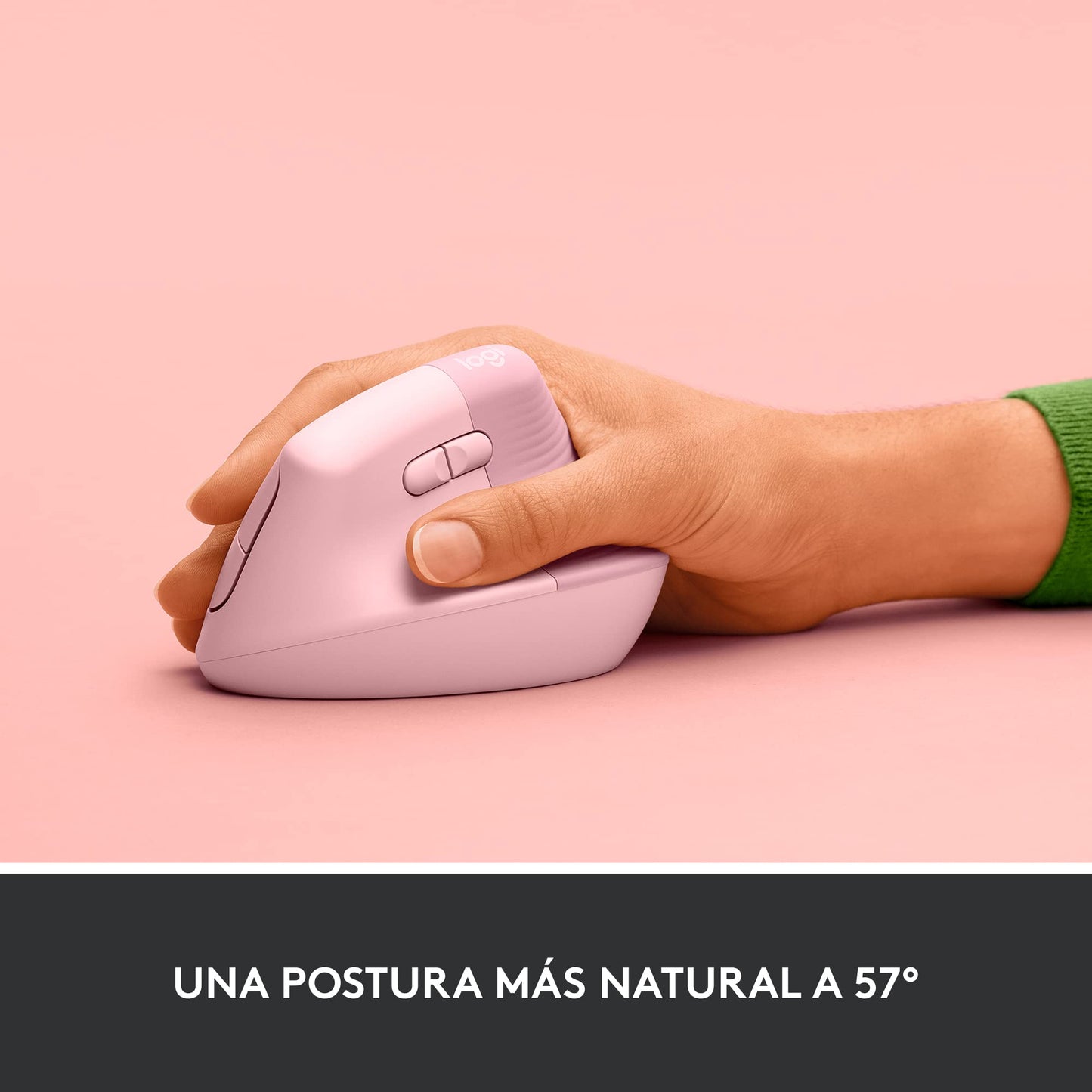 Logitech Lift Mouse Ergonómico Vertical, Inalámbrico, Bluetooth o Receptor Logi Bolt USB, clics Silenciosos, 4 Botones, Compatible con Windows/macOS/iPadOS, Laptop, PC - Rosa