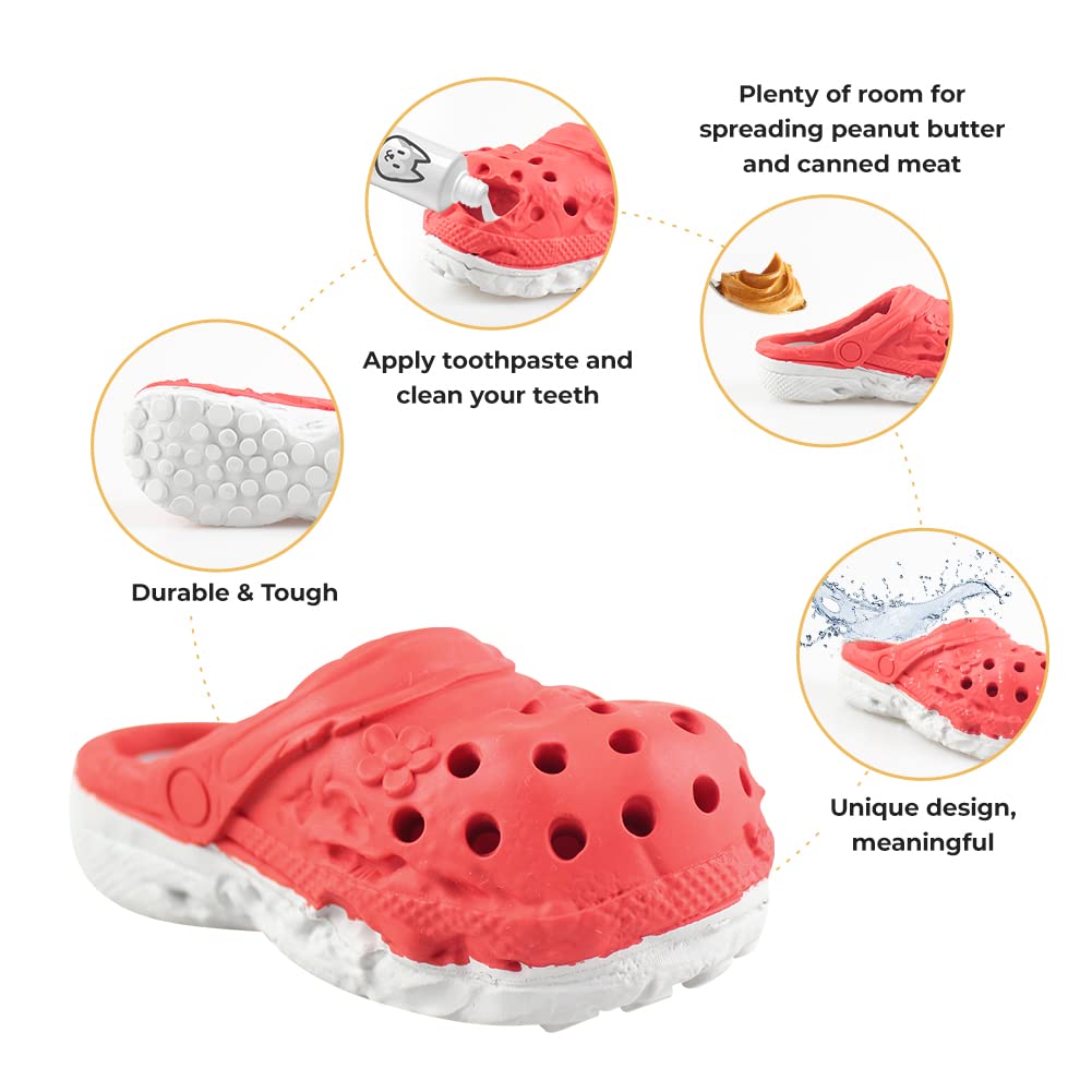 Juguete masticable para perros, juguete de goma duradero para cachorros, juguetes resistentes para perros para entrenamiento de mascotas y limpieza de dientes, juguetes interactivos para cachorros, masticadores agresivos, raza mediana pequeña (rojo)