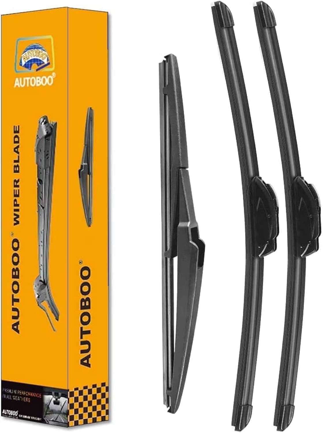 AUTOBOO - Repuesto de limpiaparabrisas de 56 + 53 cm y repuesto de limpiaparabrisas trasero de 3.05 cm para Dodge Durando 2011-2019, 2023, Jeep Grand Cherokee (paquete de 3)