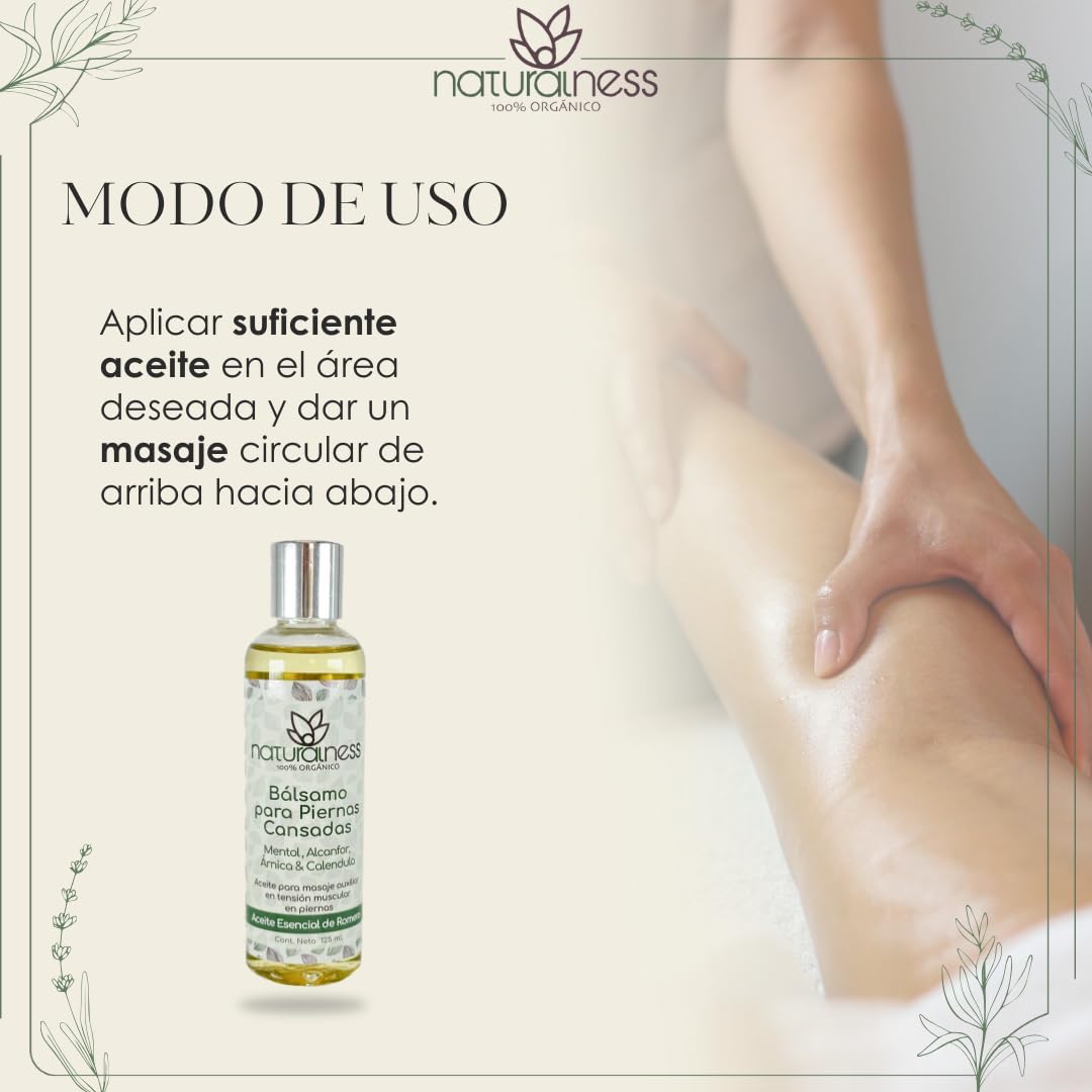 Aceite de Masaje Naturalness Piernas Cansadas Refrescante con Romero, Mentol y Alcanfor