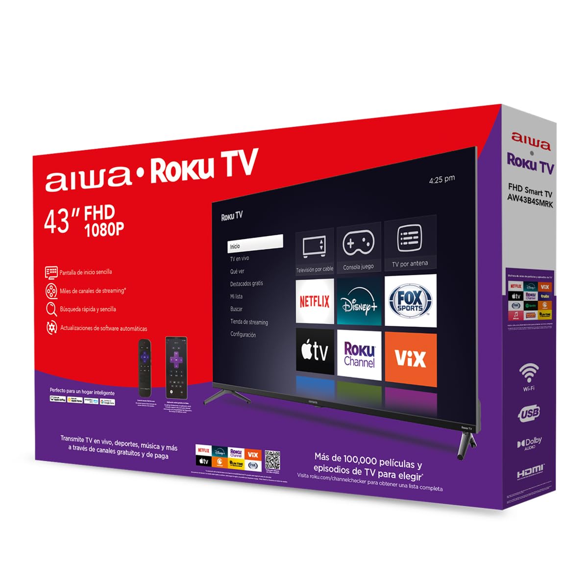 AIWA Televisión Pantalla 43 Pulgadas Roku TV FHD AW43B4SMRK